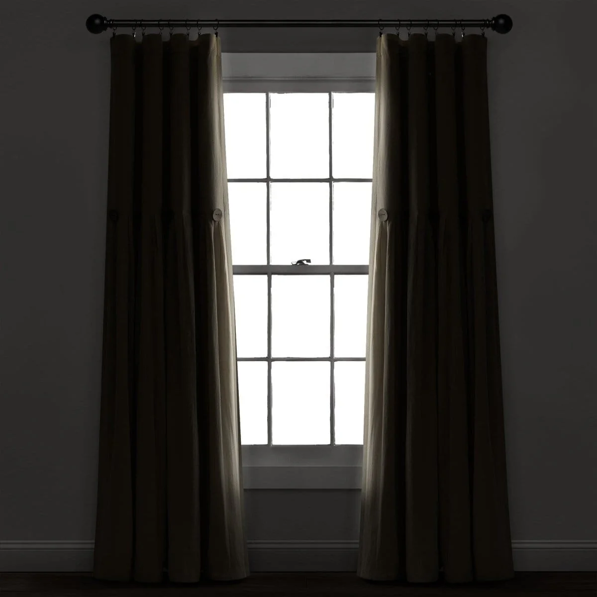 Linen Button Lined 100% Blackout Window Curtain Panel - Image 44