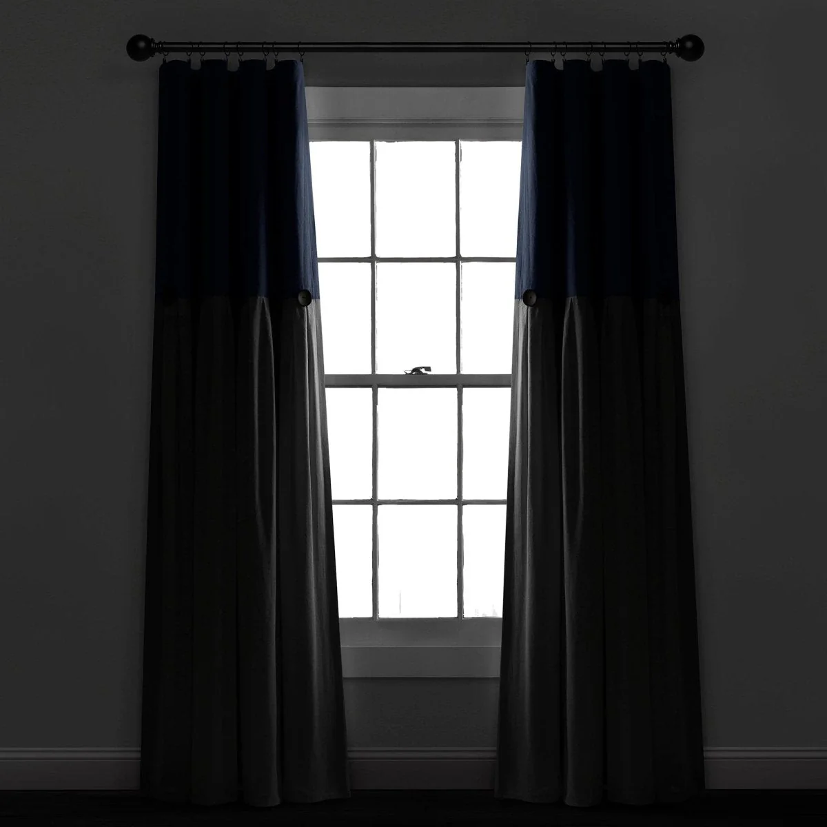 Linen Button Lined 100% Blackout Window Curtain Panel - Image 51