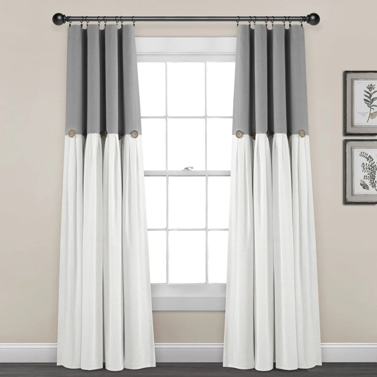 Linen Button Lined 100% Blackout Window Curtain Panel - Image 6
