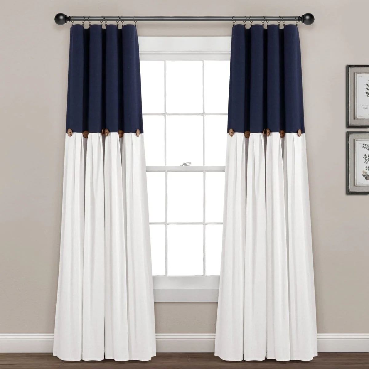 Linen Button Lined 100% Blackout Window Curtain Panel - Image 7