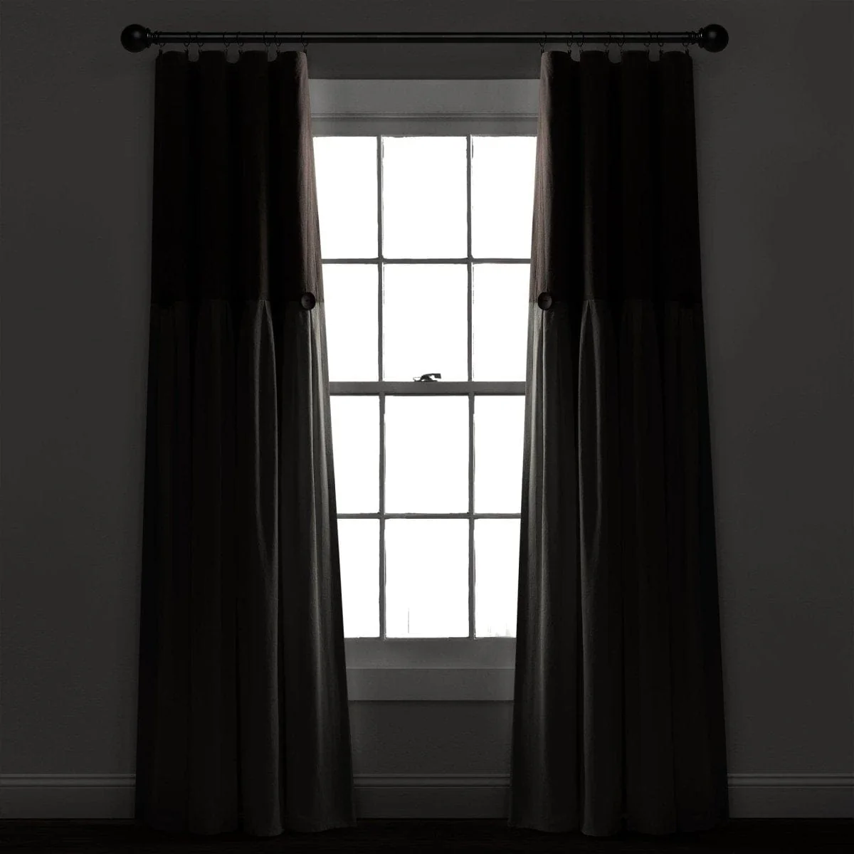 Linen Button Lined 100% Blackout Window Curtain Panel - Image 8