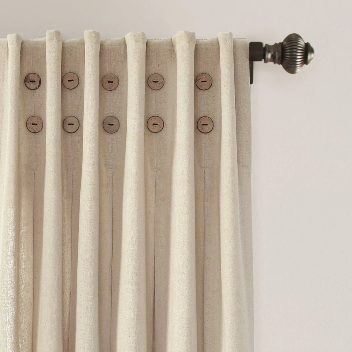 Linen Button Pinched Pleat Window Curtain Panel - Image 10