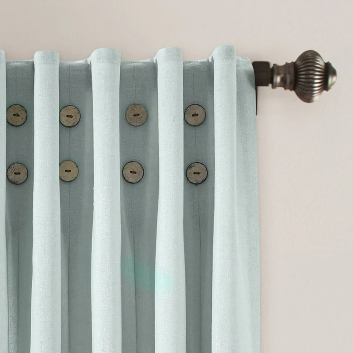 Linen Button Pinched Pleat Window Curtain Panel - Image 14