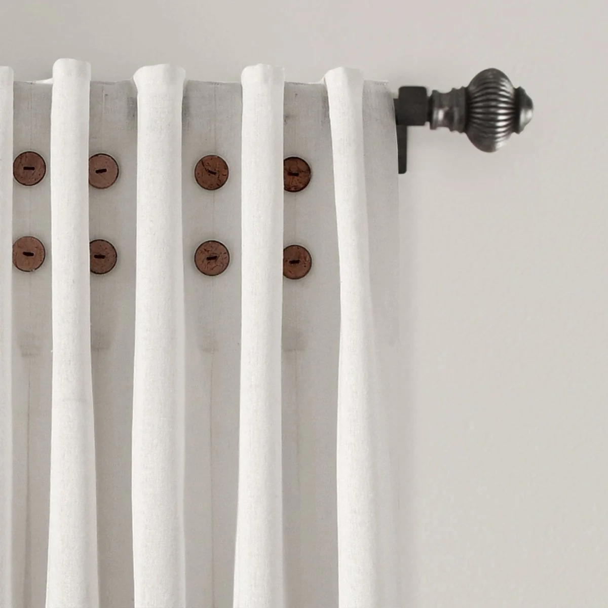 Linen Button Pinched Pleat Window Curtain Panel - Image 3