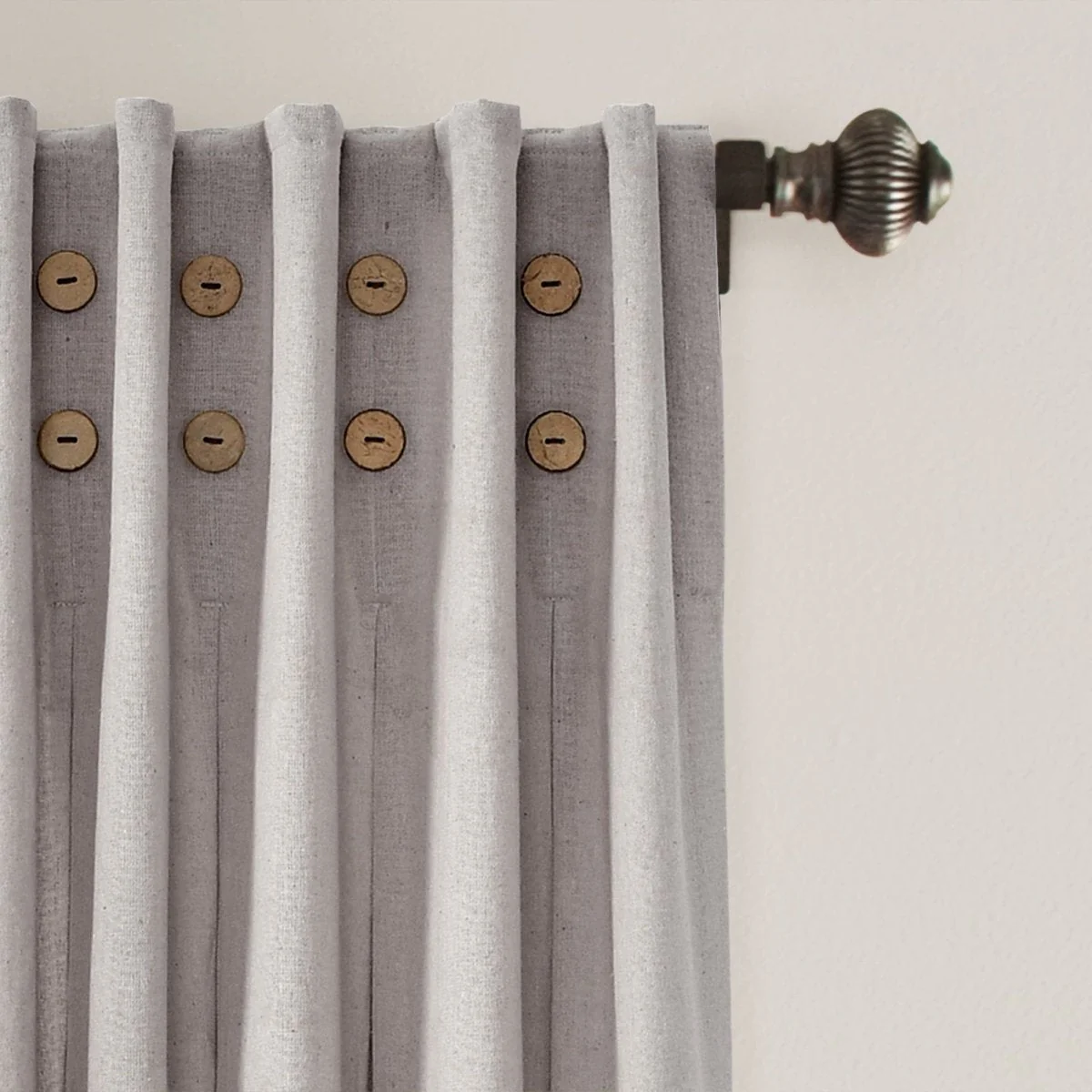 Linen Button Pinched Pleat Window Curtain Panel - Image 6