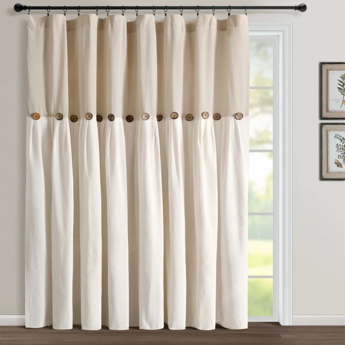 Linen Button Window Curtain Panel - Image 10