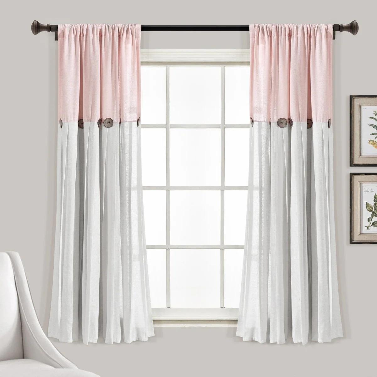 Linen Button Window Curtain Panel - Image 12