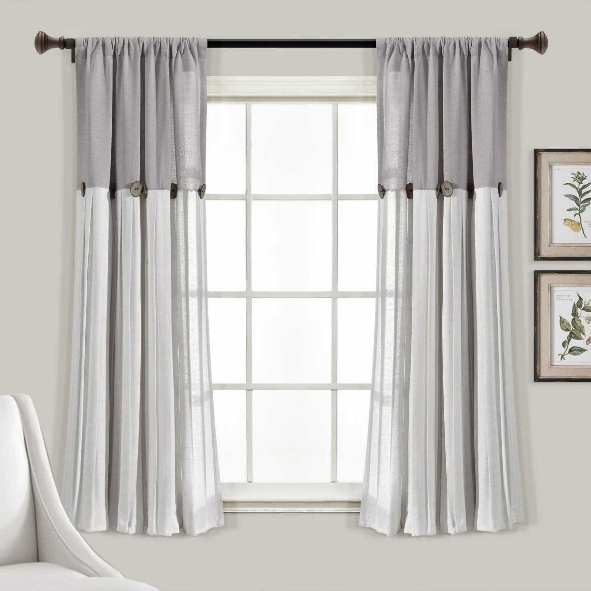 Linen Button Window Curtain Panel - Image 16