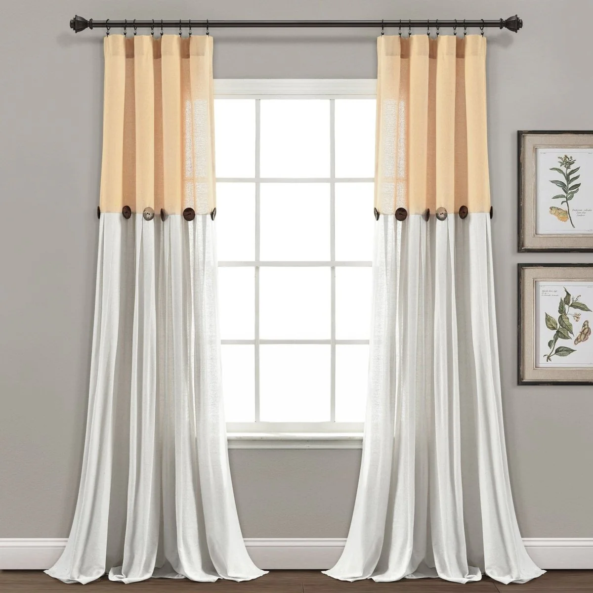 Linen Button Window Curtain Panel - Image 2