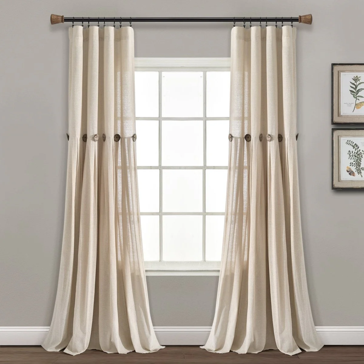Linen Button Window Curtain Panel - Image 21