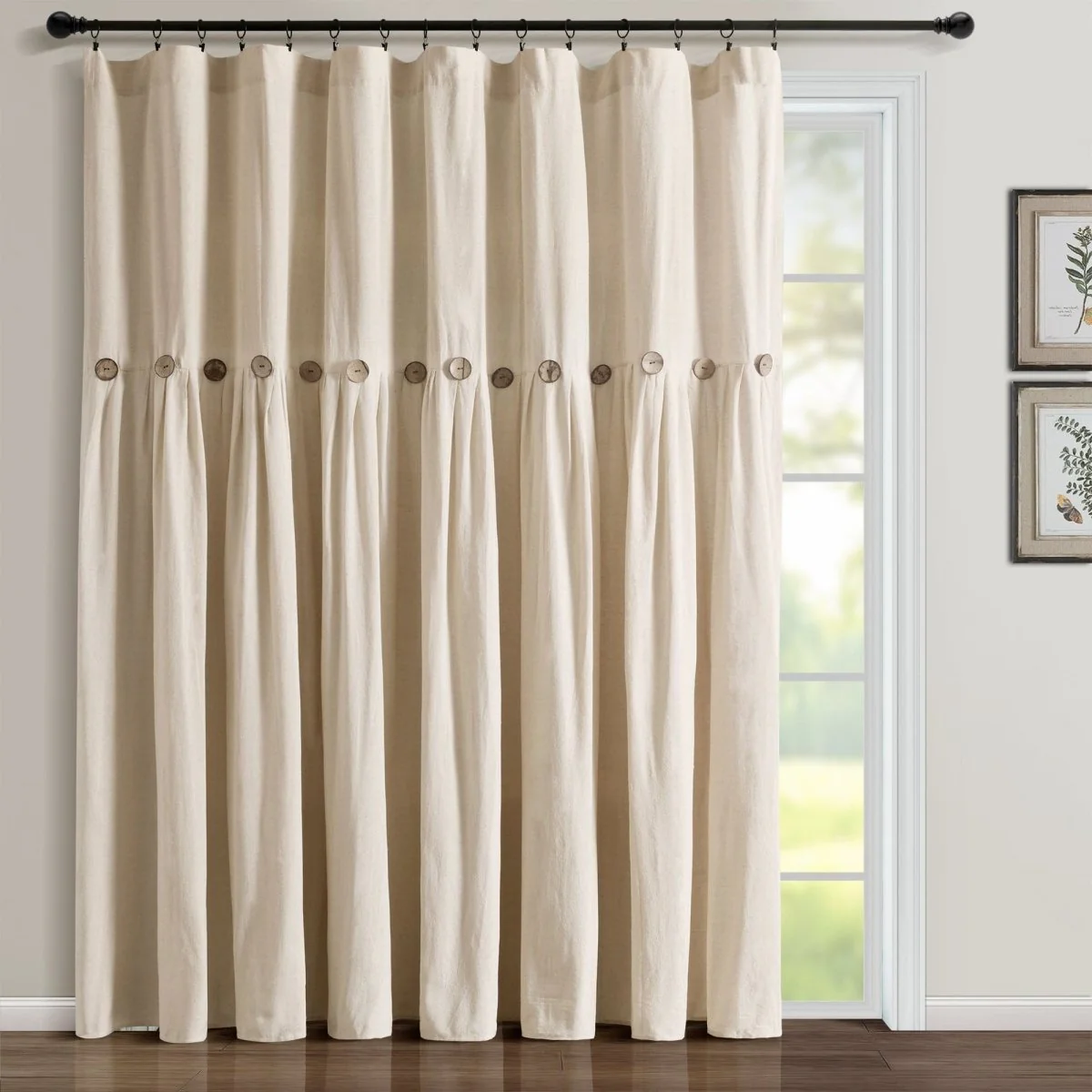 Linen Button Window Curtain Panel - Image 22