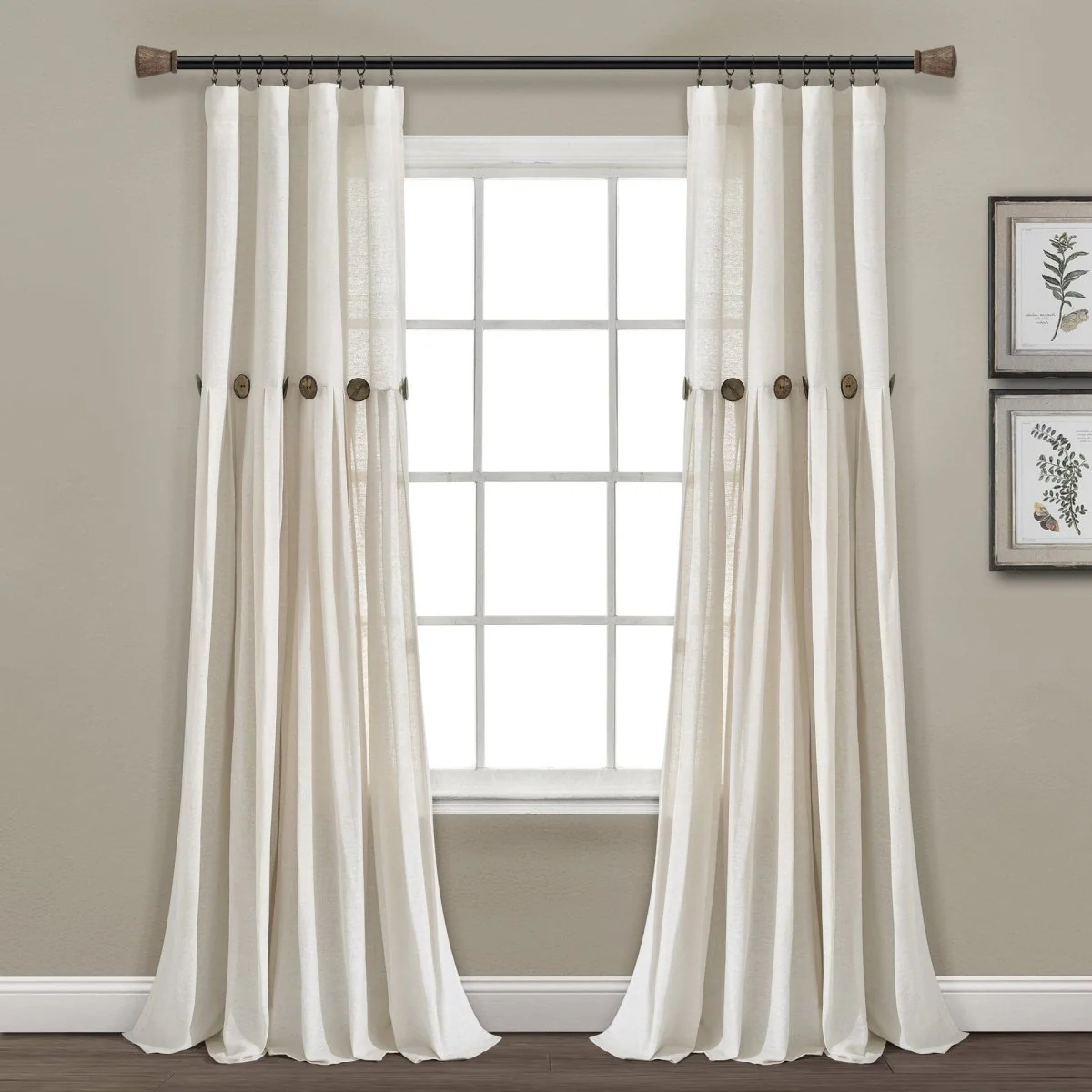 Linen Button Window Curtain Panel - Image 23