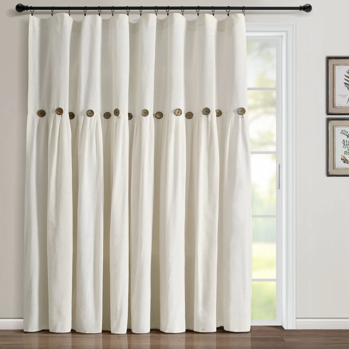 Linen Button Window Curtain Panel - Image 24