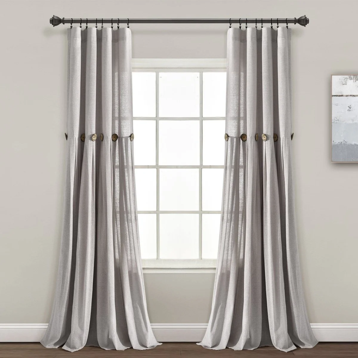 Linen Button Window Curtain Panel - Image 26