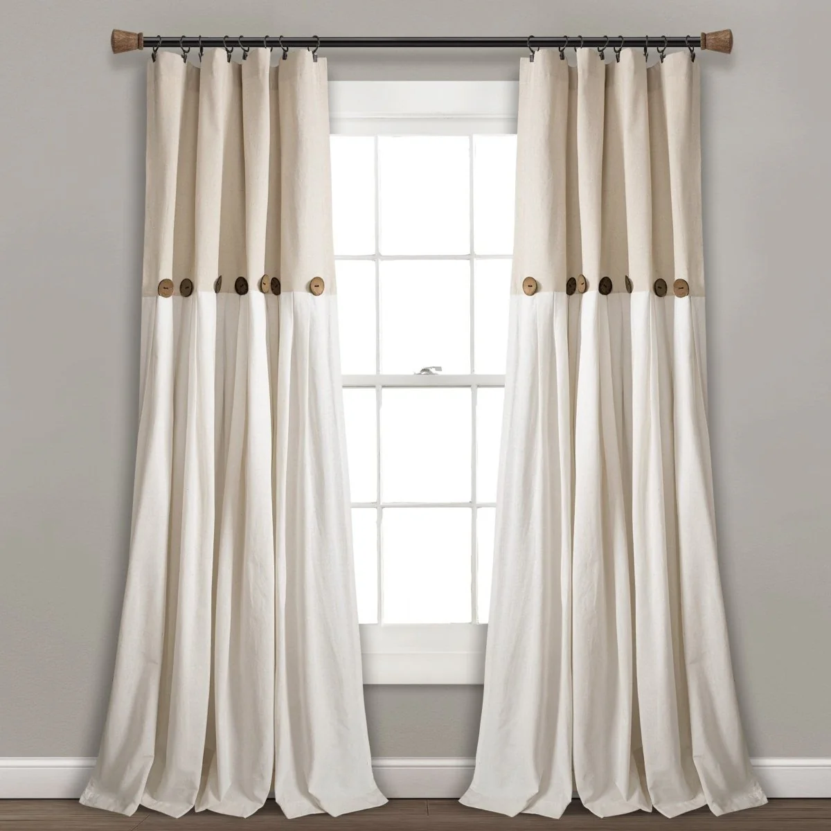Linen Button Window Curtain Panel - Image 3