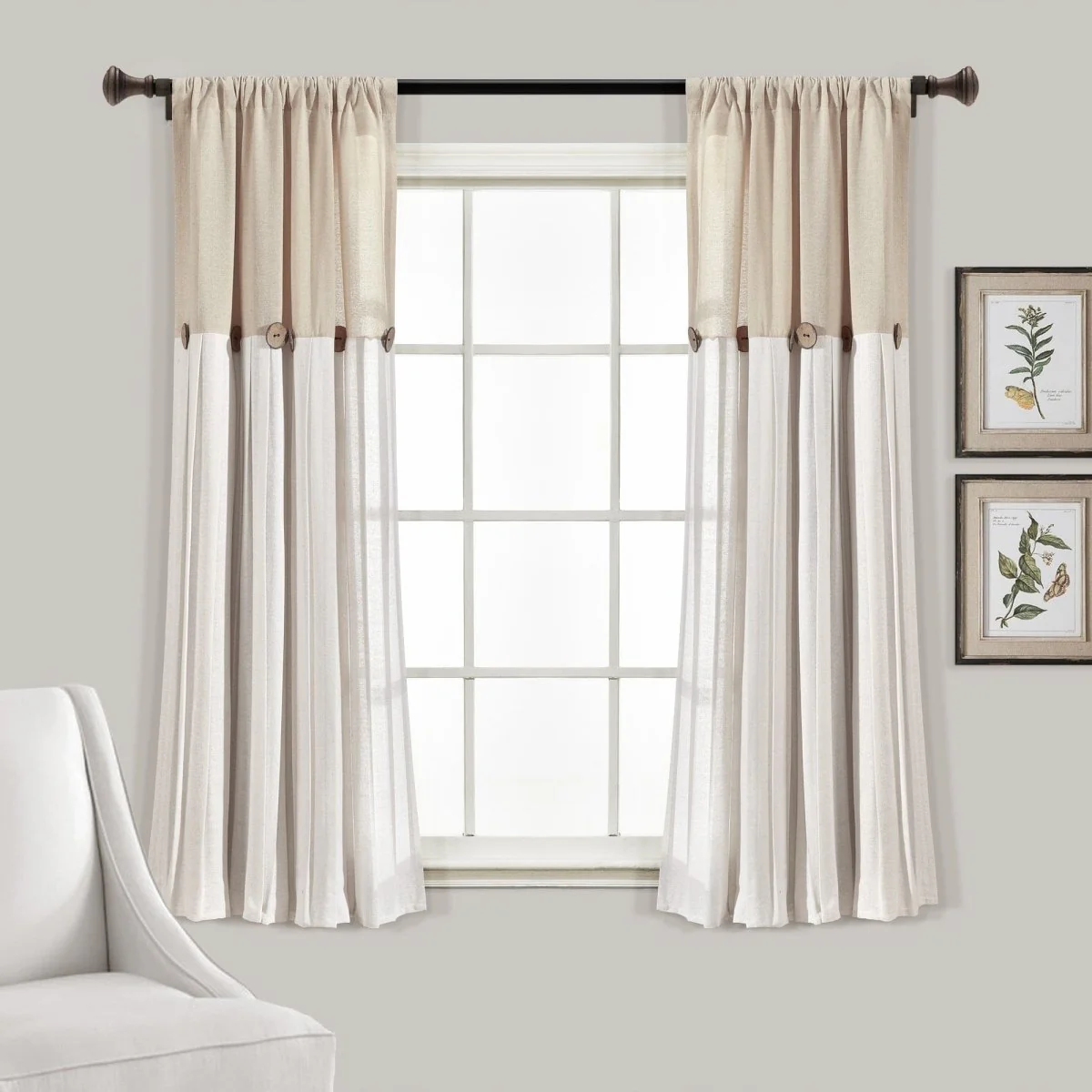Linen Button Window Curtain Panel - Image 4