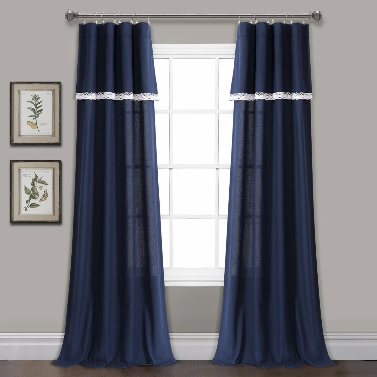 Linen Lace Window Curtain Panel Set - Image 21