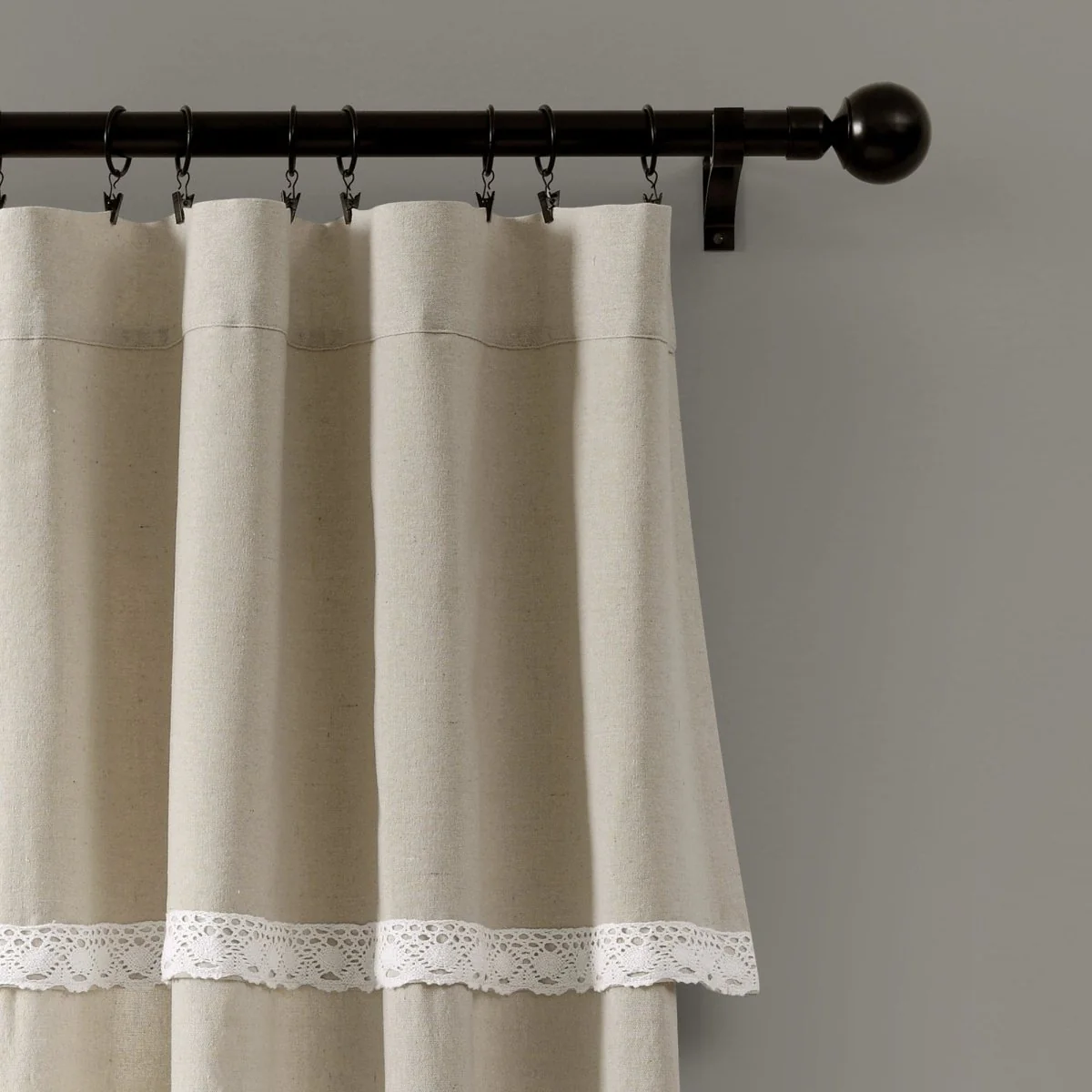 Linen Lace Window Curtain Panel Set - Image 9