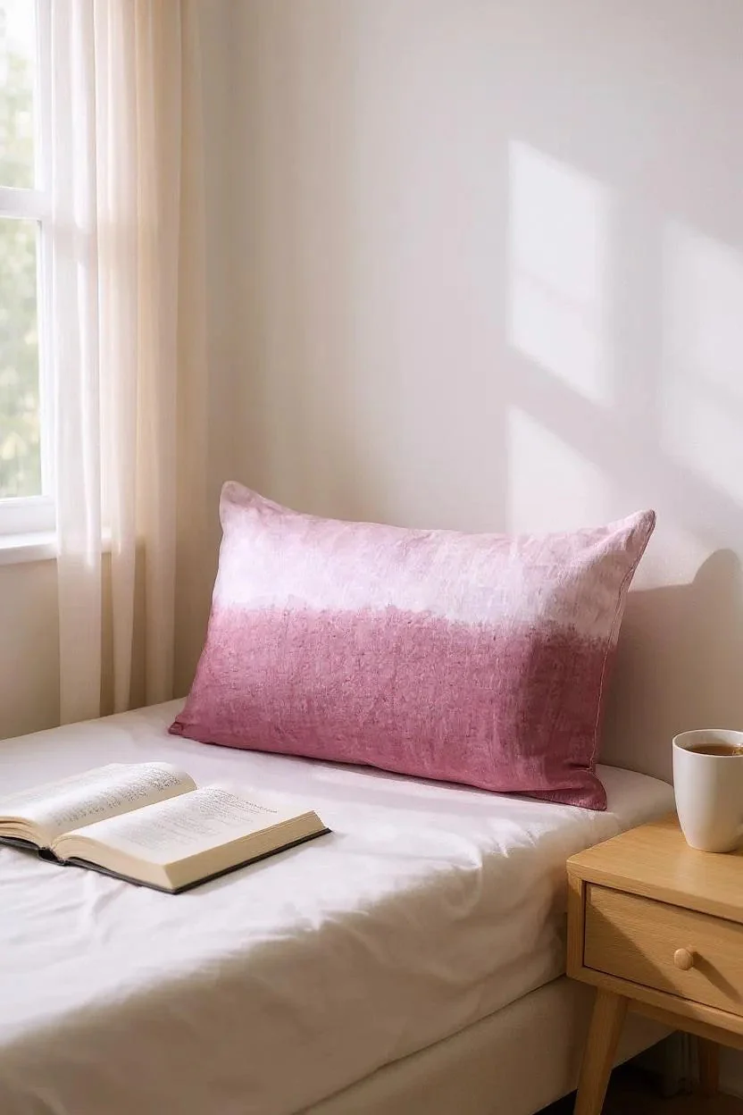 Linen Lumbar Ombre Throw Pillow - Image 2