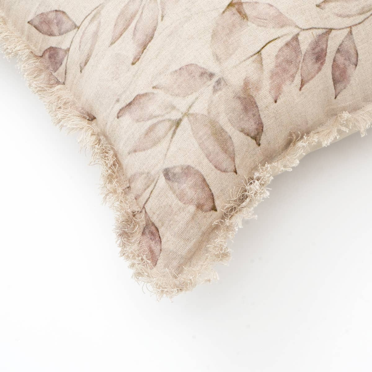 Linen Printed Cushion with Fringes (Brown) - Image 5
