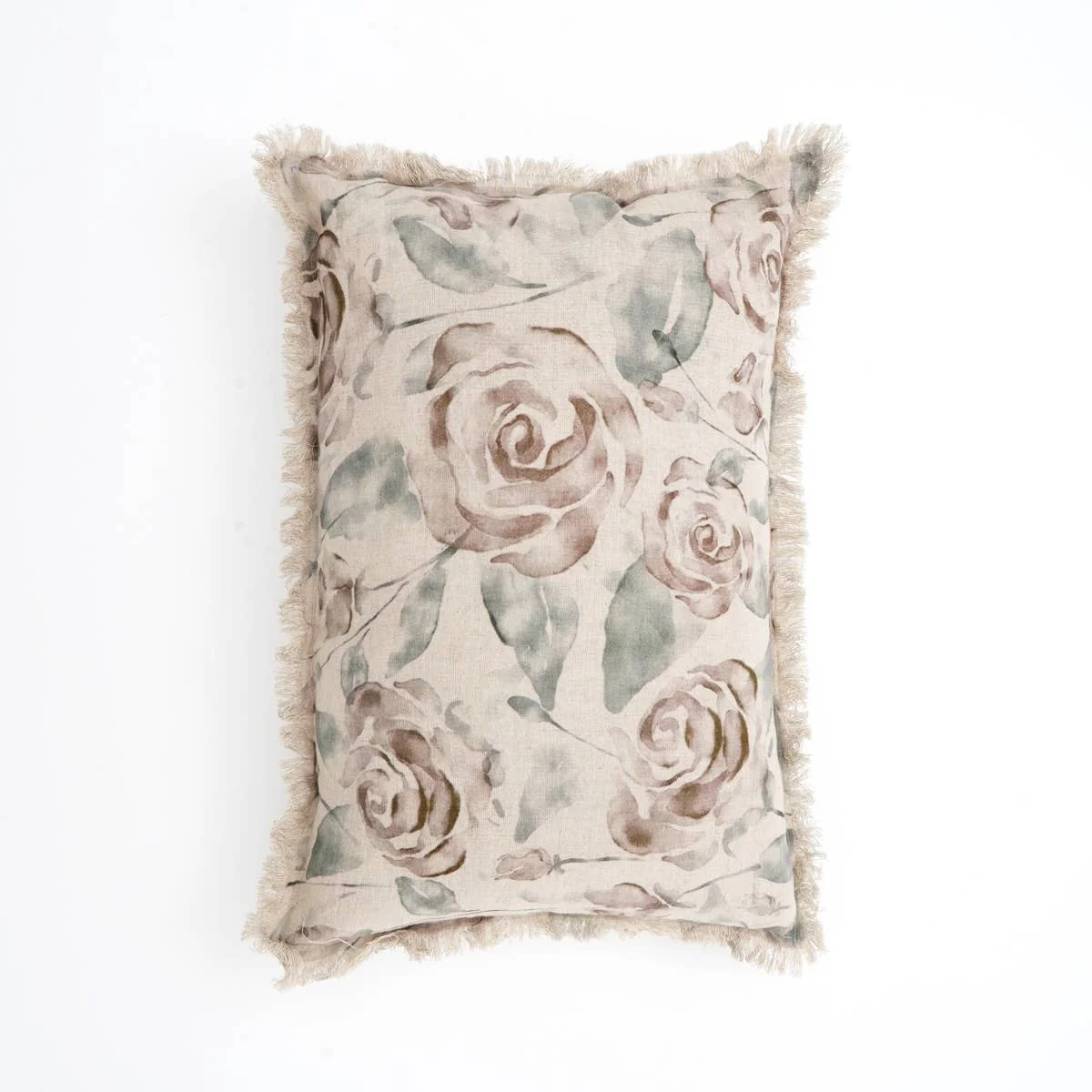 Linen Printed Lumber Throw Pillow 16x24 Brown & Green - Image 4