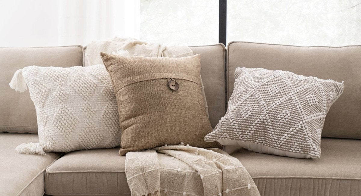 Linen Texture Woven Button Decorative Pillow Cover - Image 52