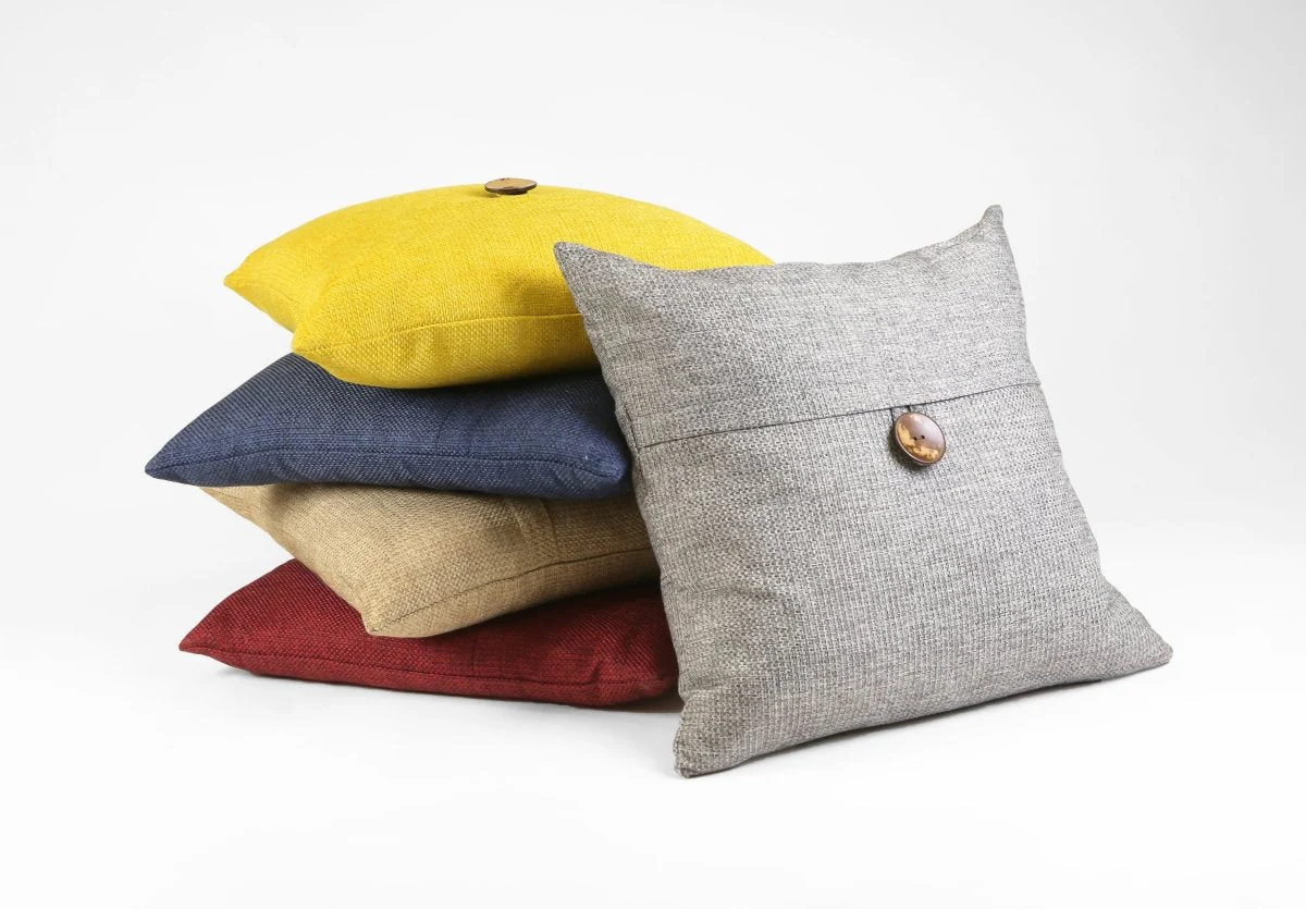 Linen Texture Woven Button Decorative Pillow Cover - Image 7