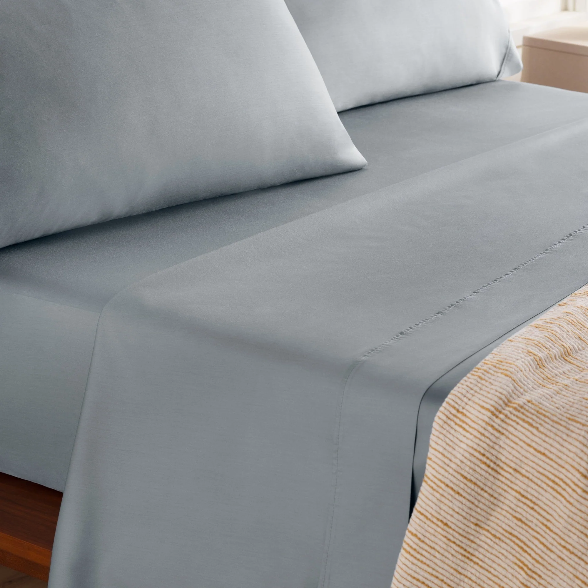 Linenspa 600TC Cotton Blend Pillowcase Set Queen Stone - Image 3