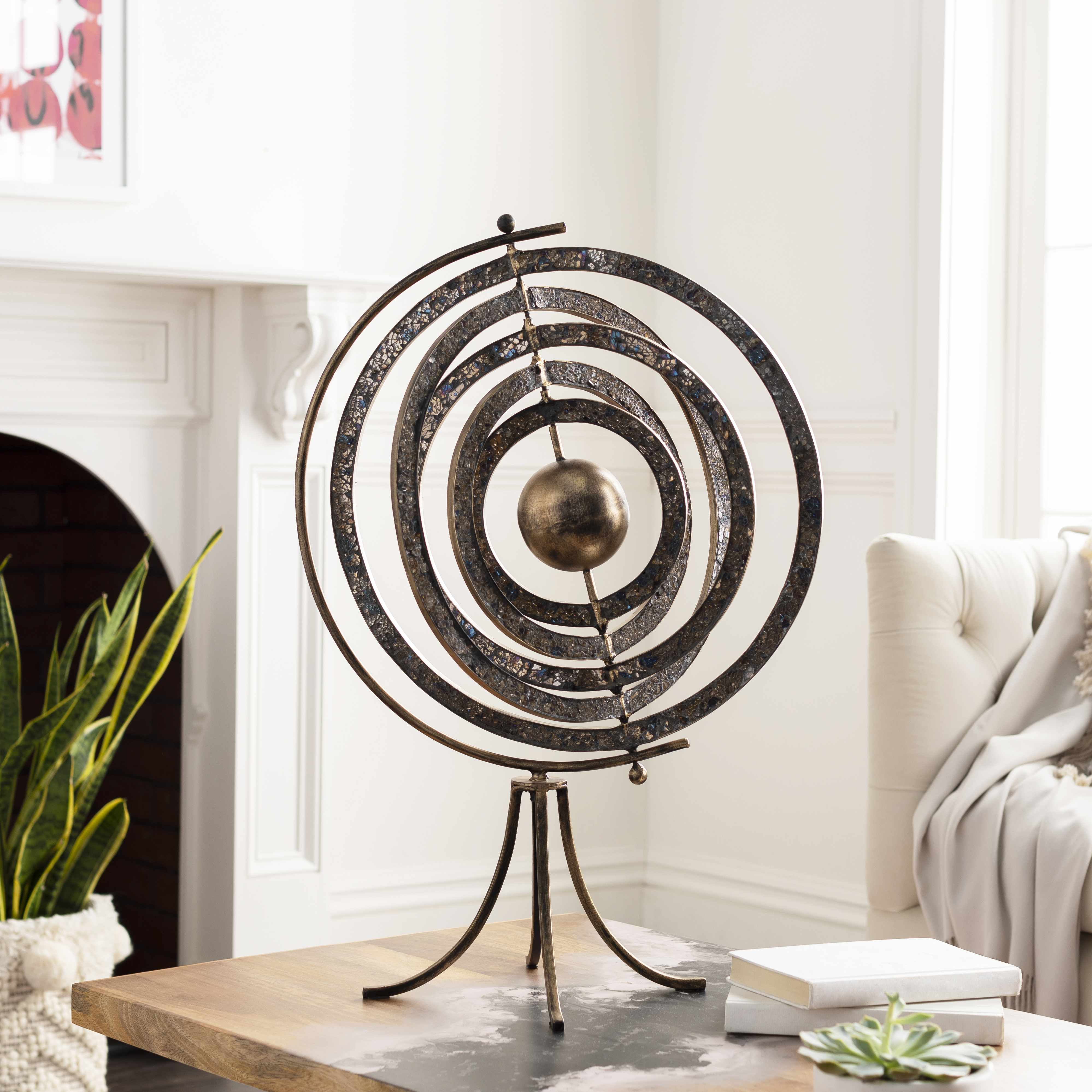 Linntown Antique Gold Circular Metal Sculpture - Image 2