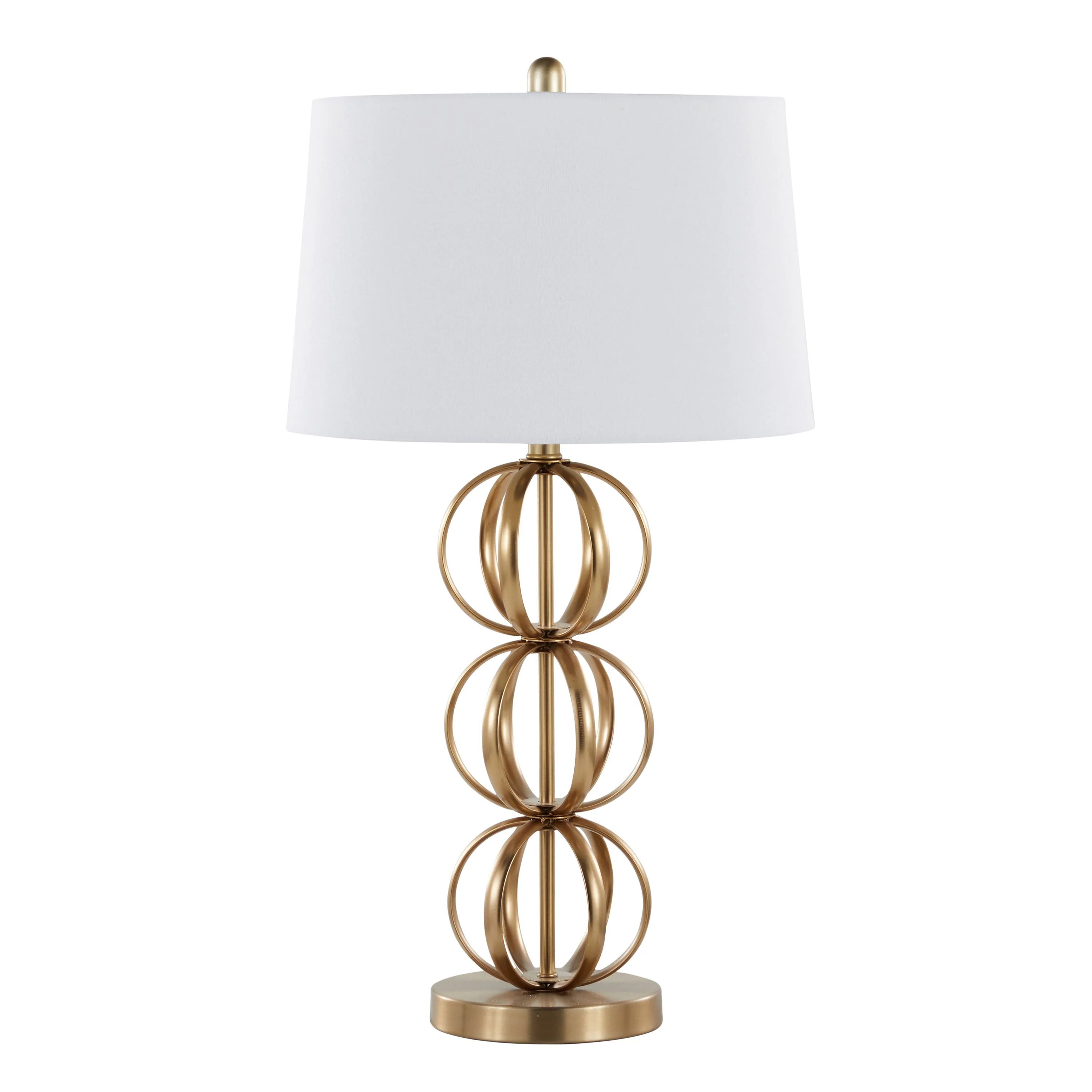 Linx 29" Contemporary Metal Table Lamp in Gold Metal and White Linen Shade - Set of 2 - Image 2