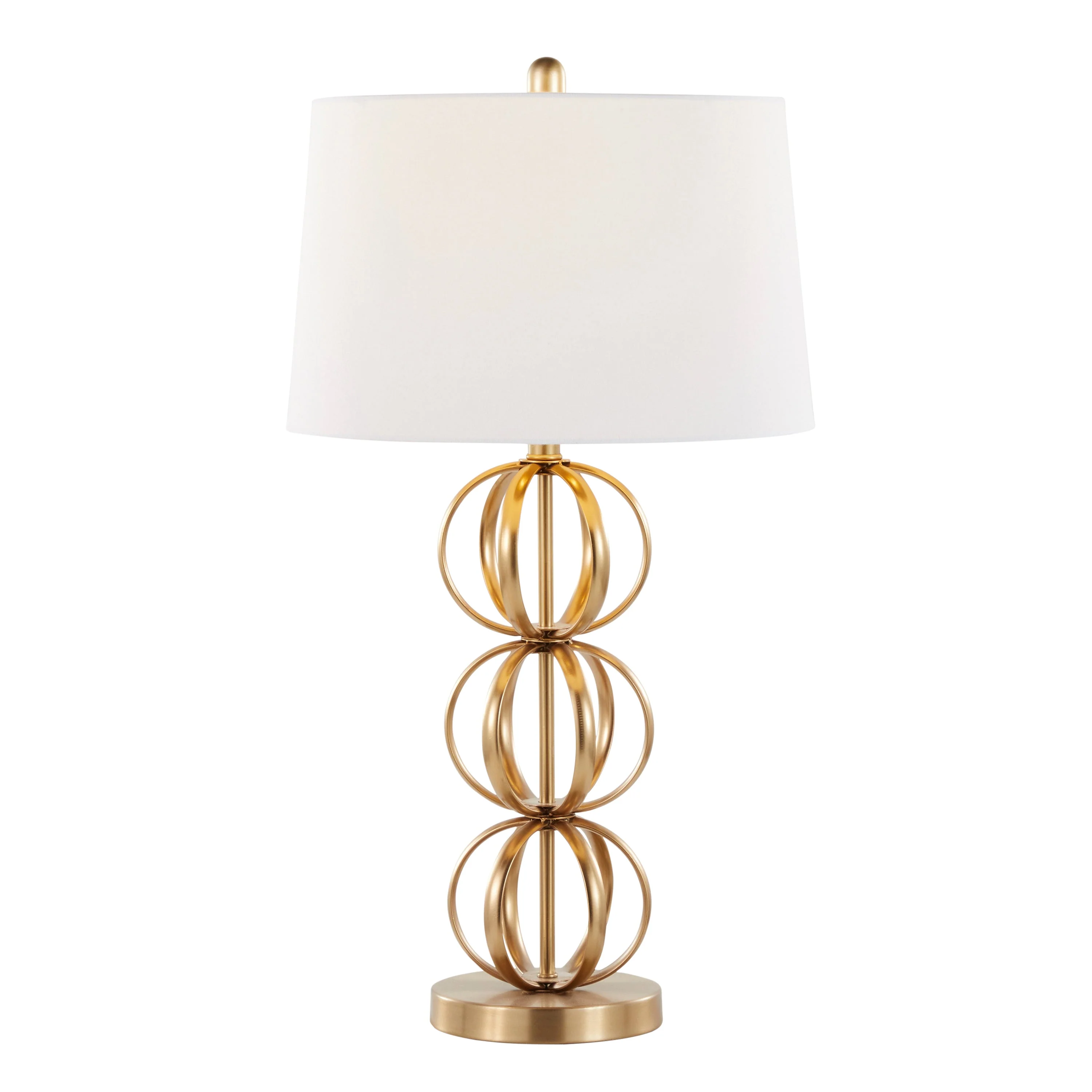 Linx 29" Contemporary Metal Table Lamp in Gold Metal and White Linen Shade - Set of 2 - Image 3