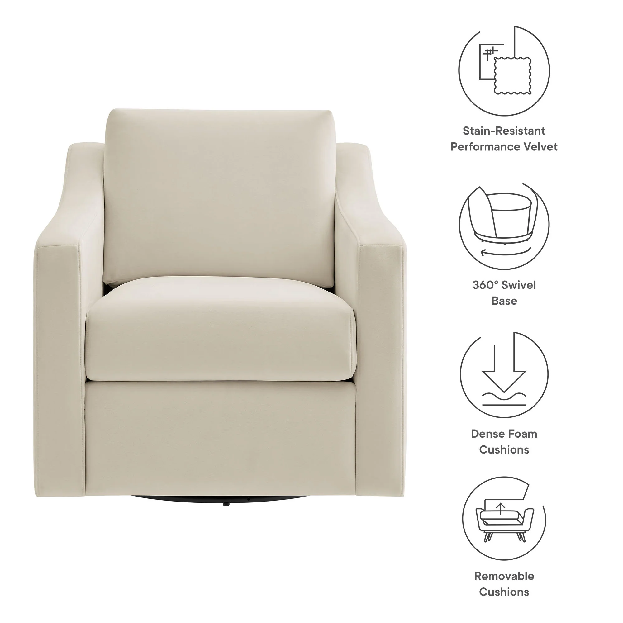 Liora Performance Velvet Swivel Armchair by Modway - Image 20