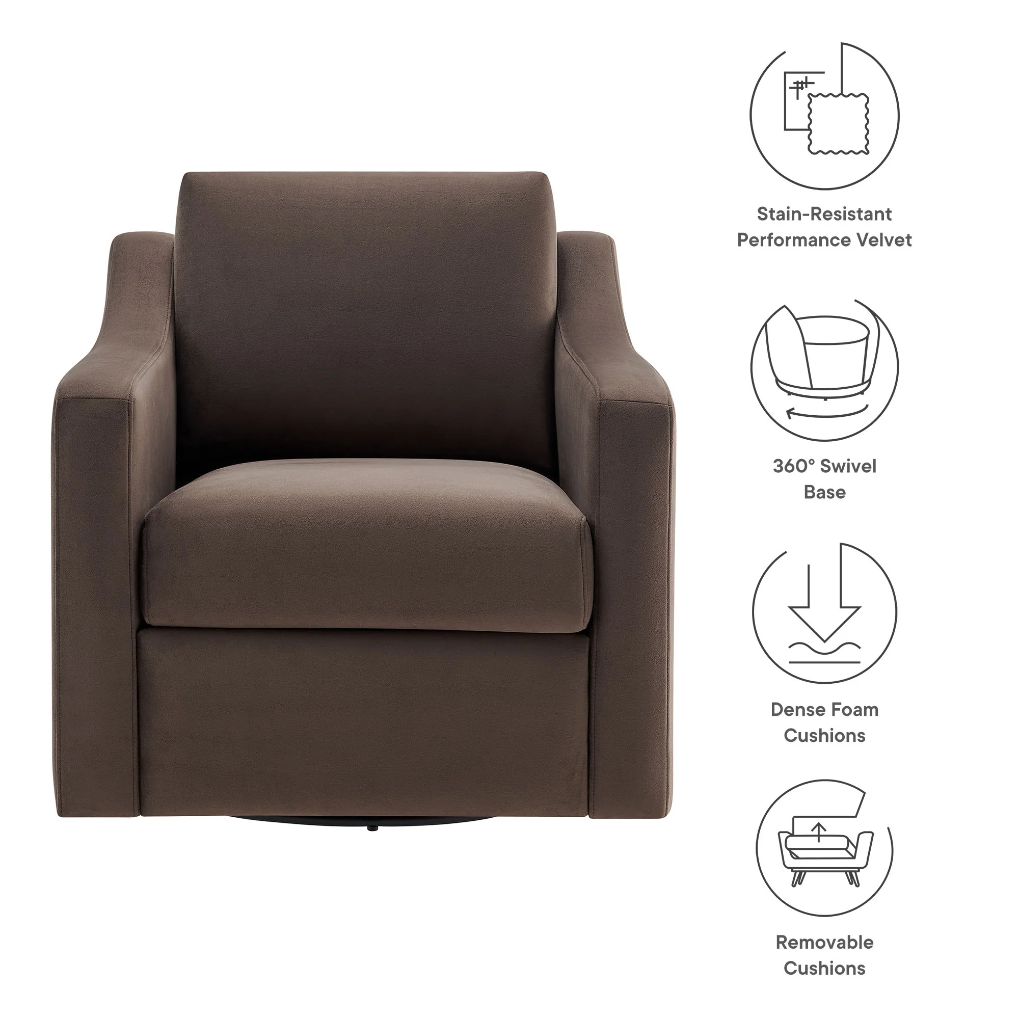 Liora Performance Velvet Swivel Armchair by Modway - Image 21