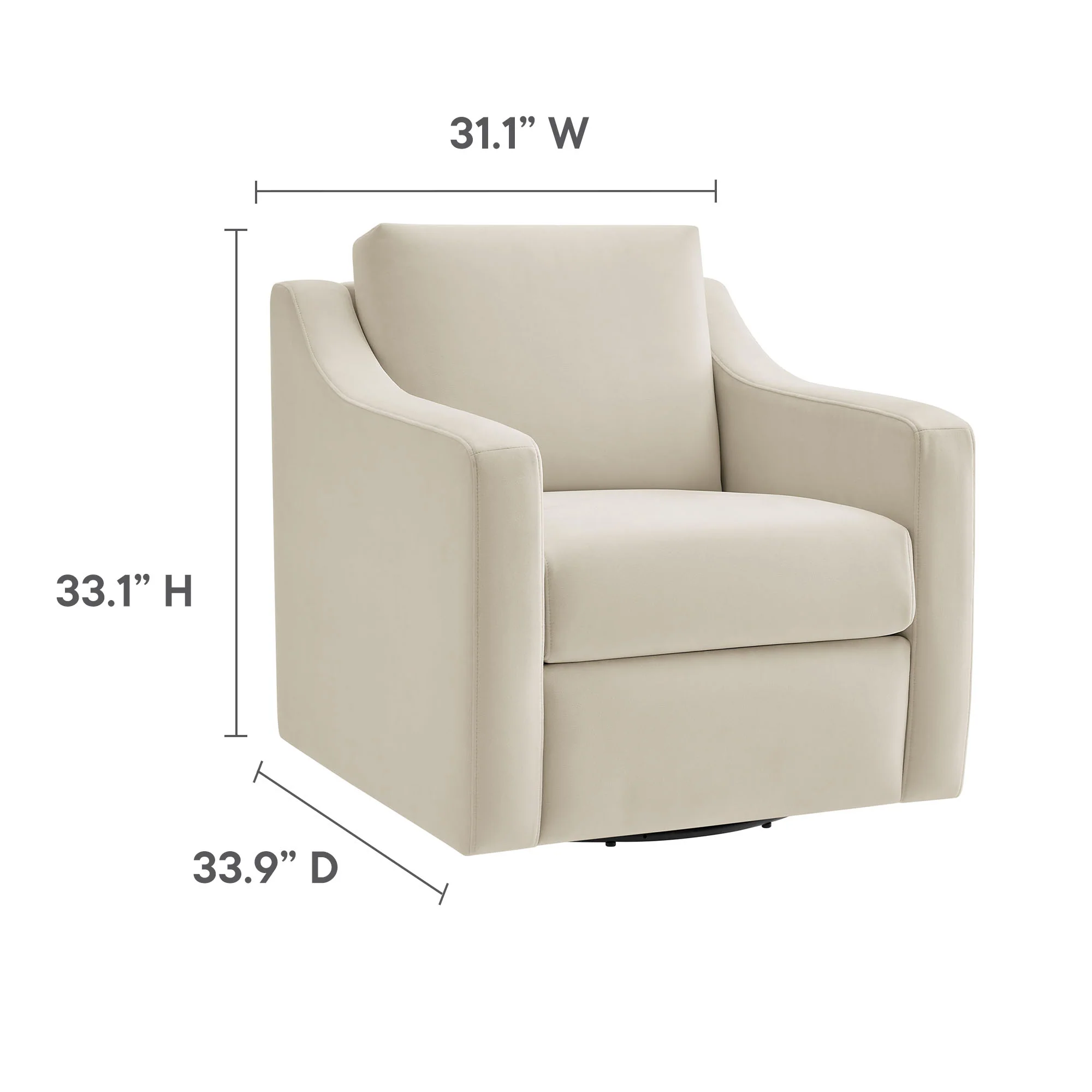 Liora Performance Velvet Swivel Armchair by Modway - Image 23