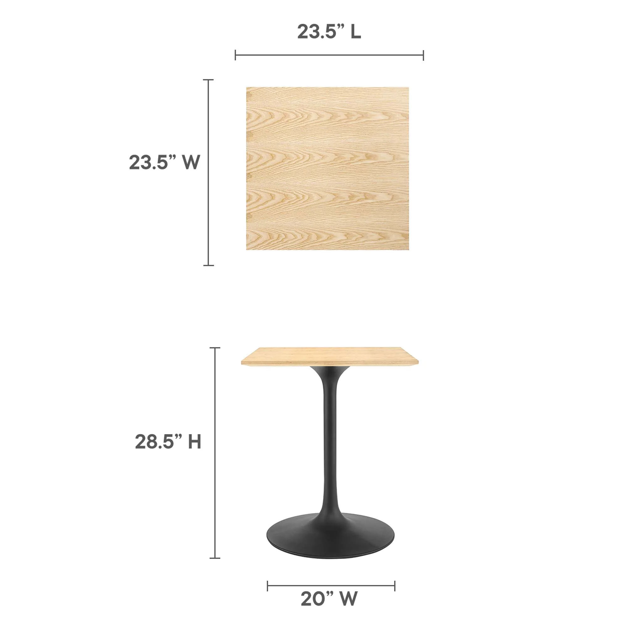 Lippa 24" Square Wood Dining Table by Modway - Image 3