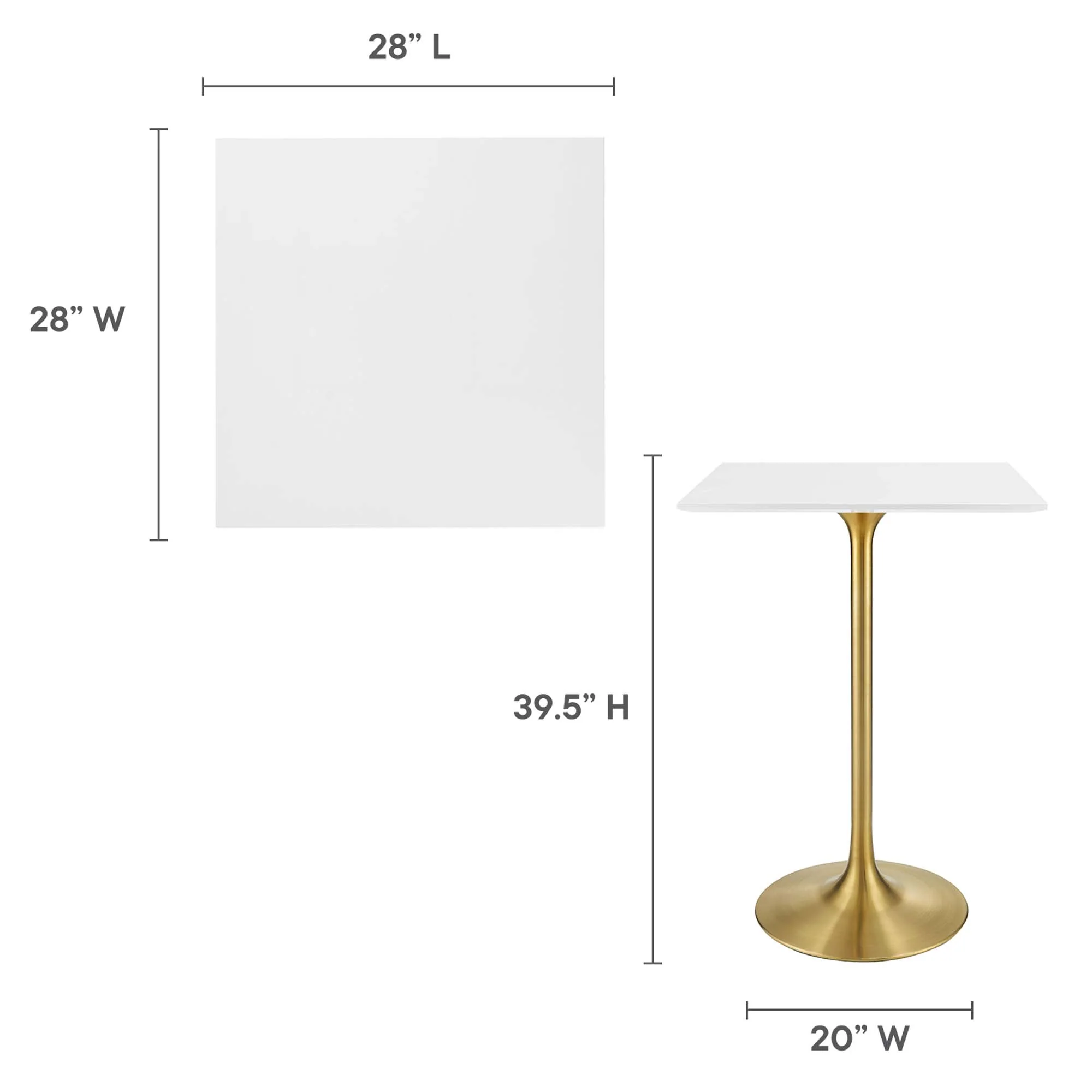 Lippa 28" Square Wood Bar Table by Modway - Image 3