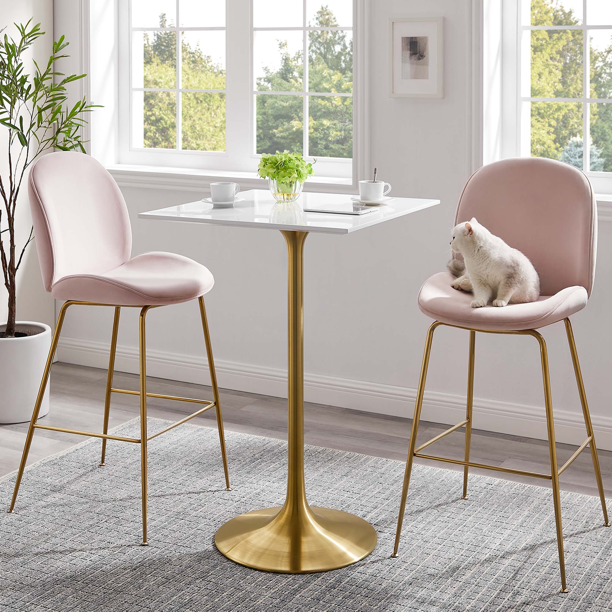 Lippa 28" Square Wood Bar Table by Modway - Image 6