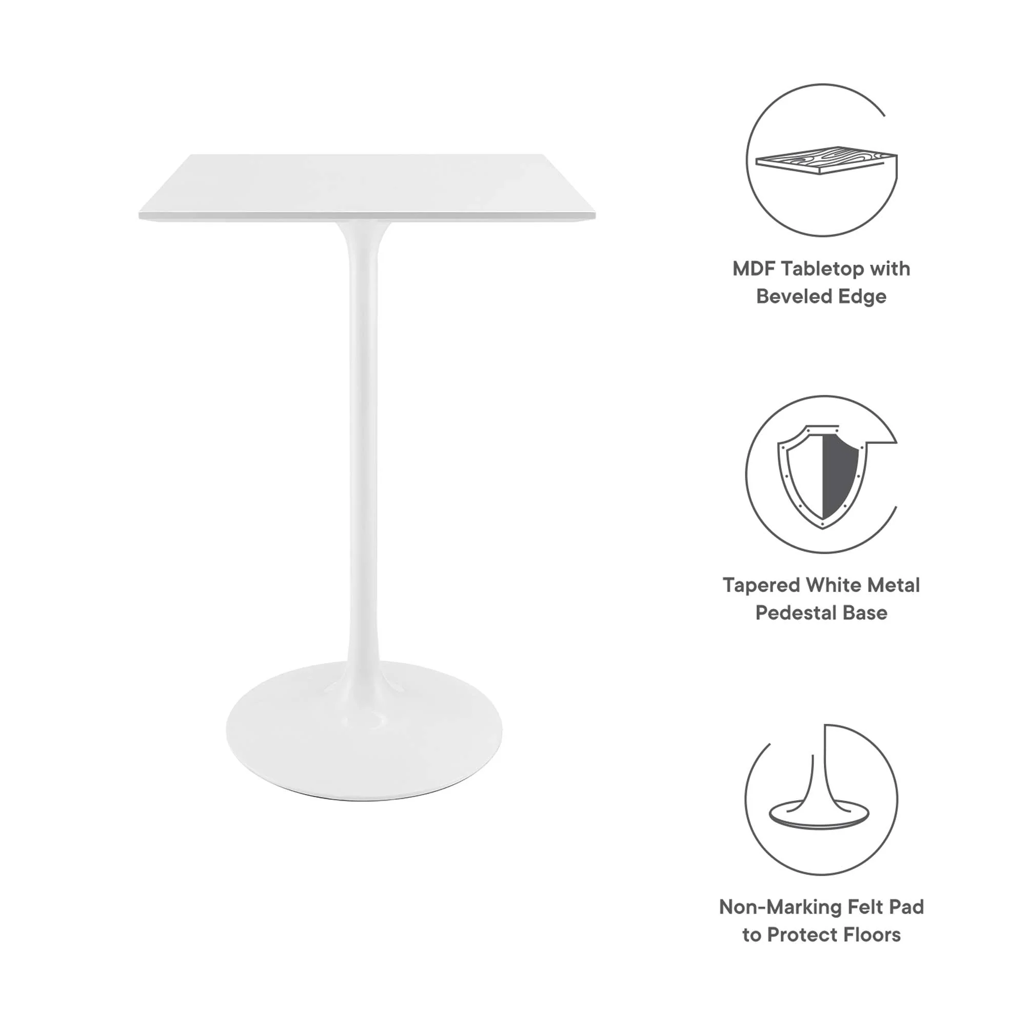 Lippa 28" Square Wood Bar Table by Modway - Image 2