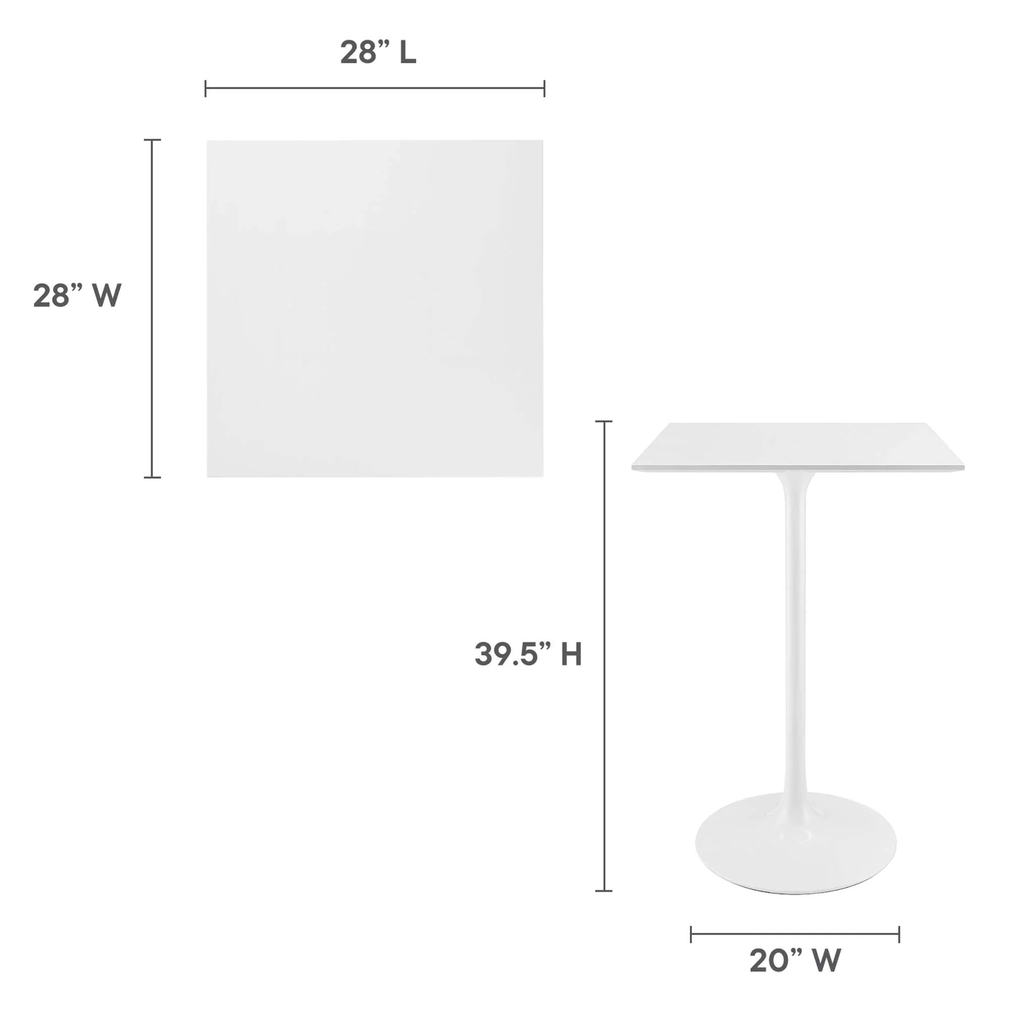 Lippa 28" Square Wood Bar Table by Modway - Image 3