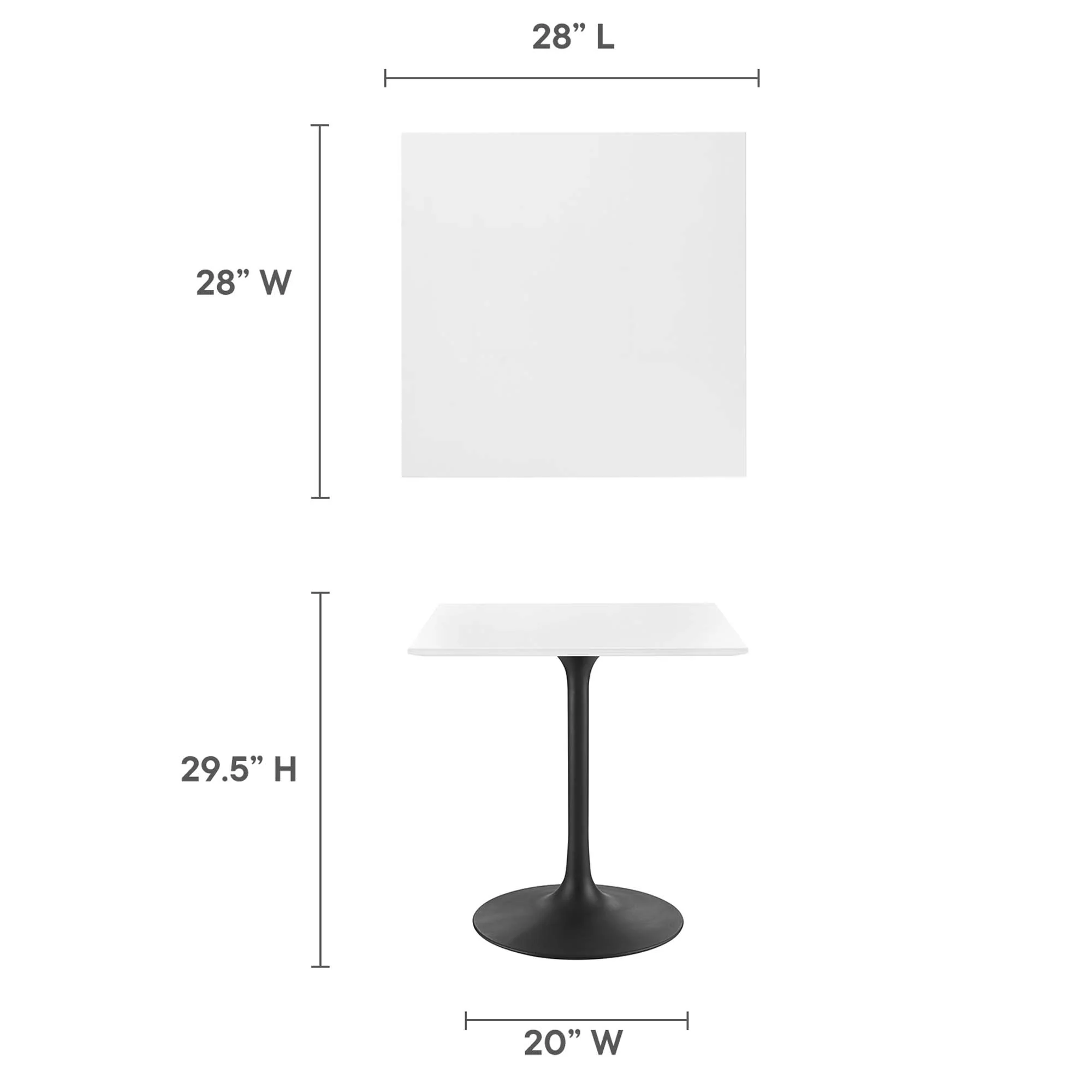 Lippa 28" Square Wood Dining Table by Modway - Image 3
