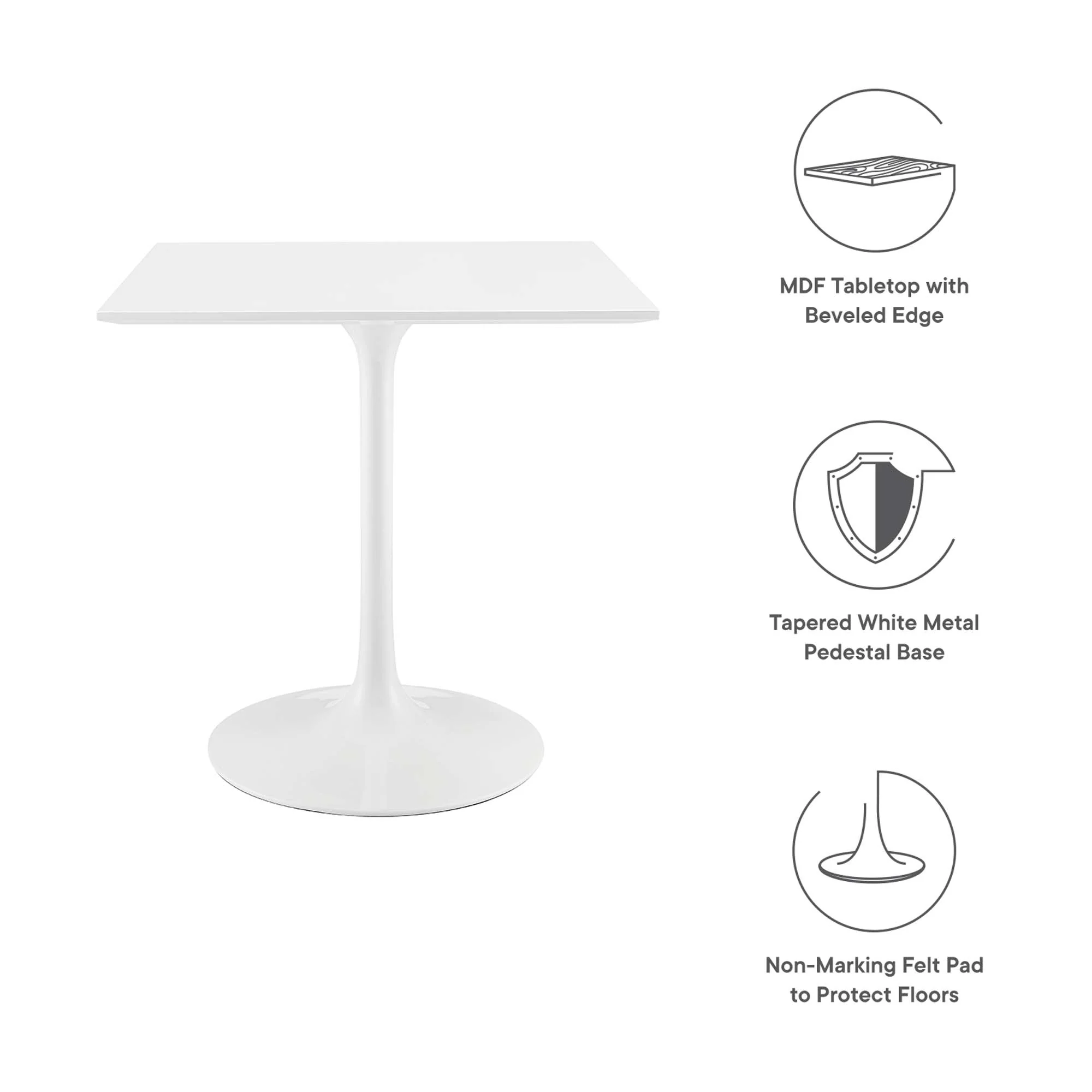 Lippa 28" Square Wood Dining Table by Modway - Image 2