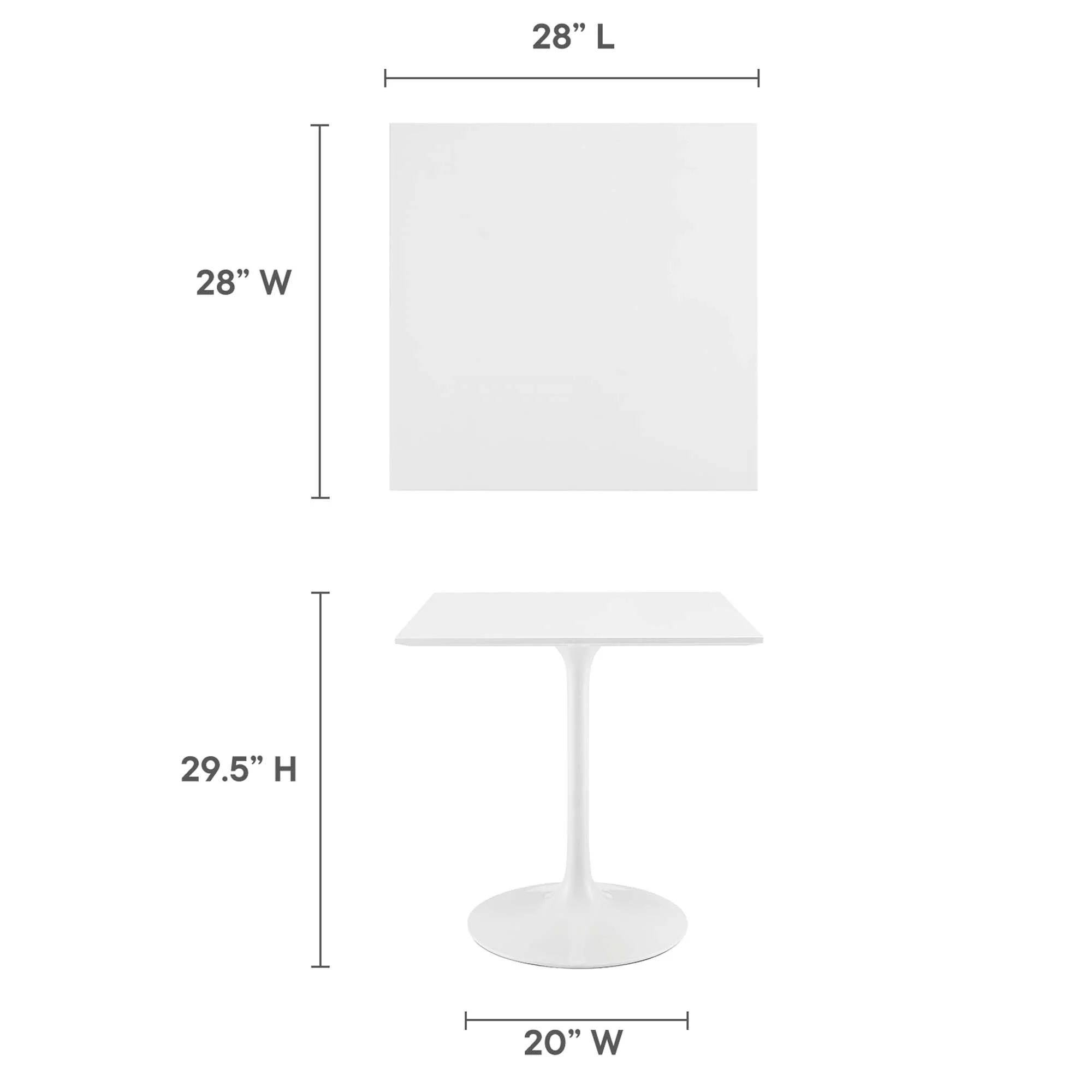 Lippa 28" Square Wood Dining Table by Modway - Image 3