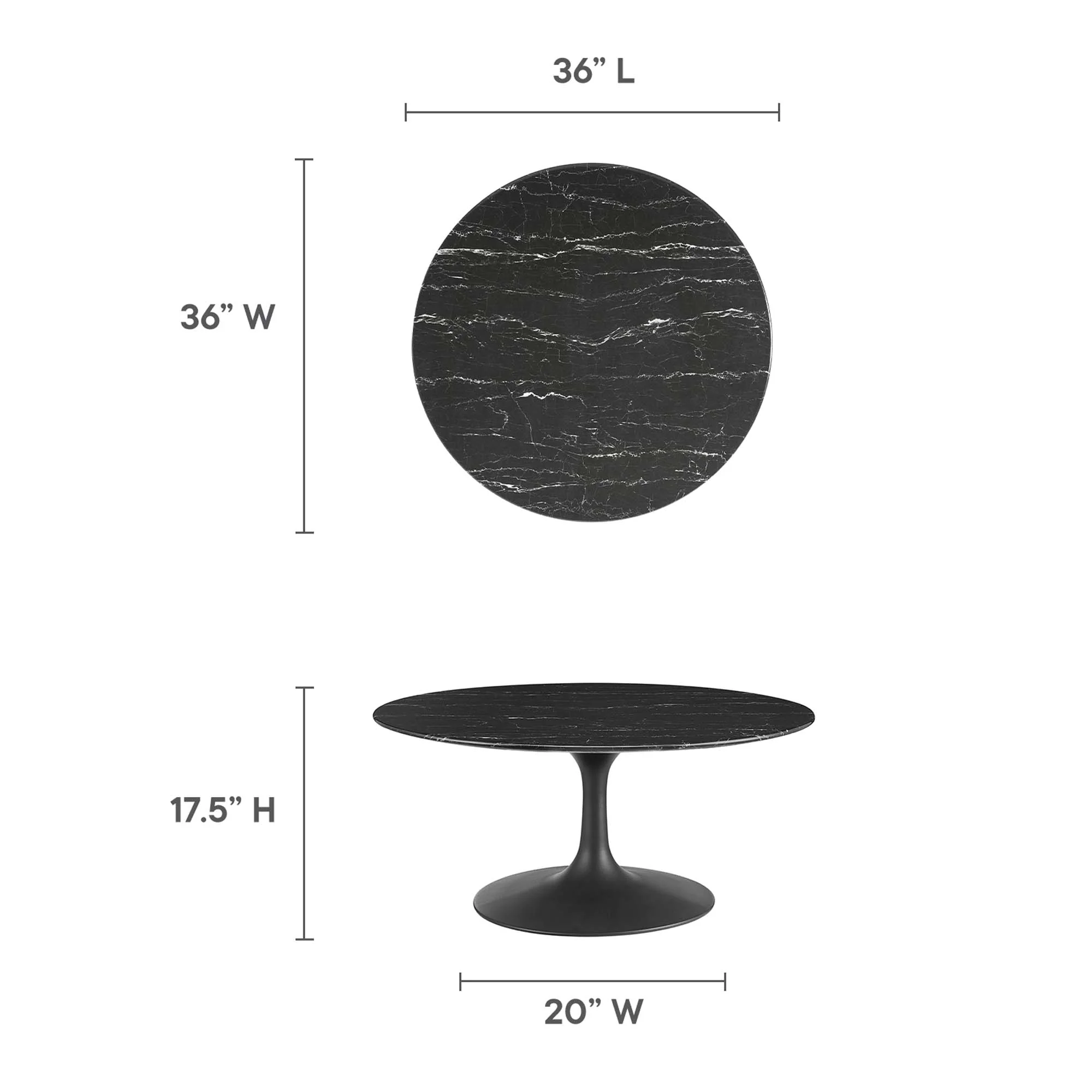 Lippa 36" Round Faux Marble Coffee Table by Modway - Image 2