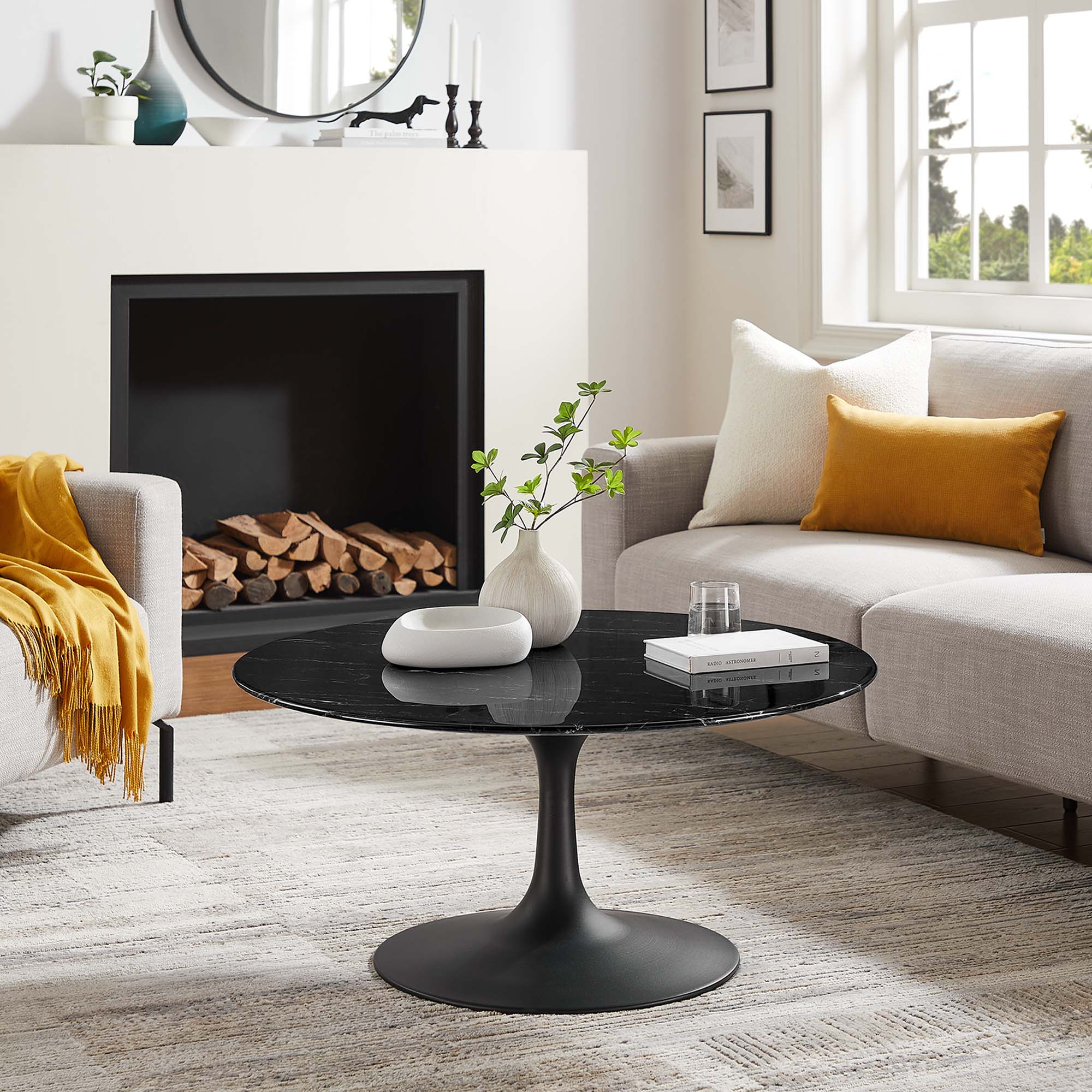 Lippa 36" Round Faux Marble Coffee Table by Modway - Image 6