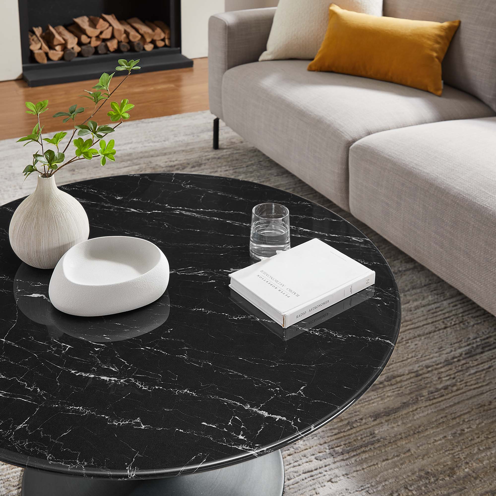 Lippa 36" Round Faux Marble Coffee Table by Modway - Image 7