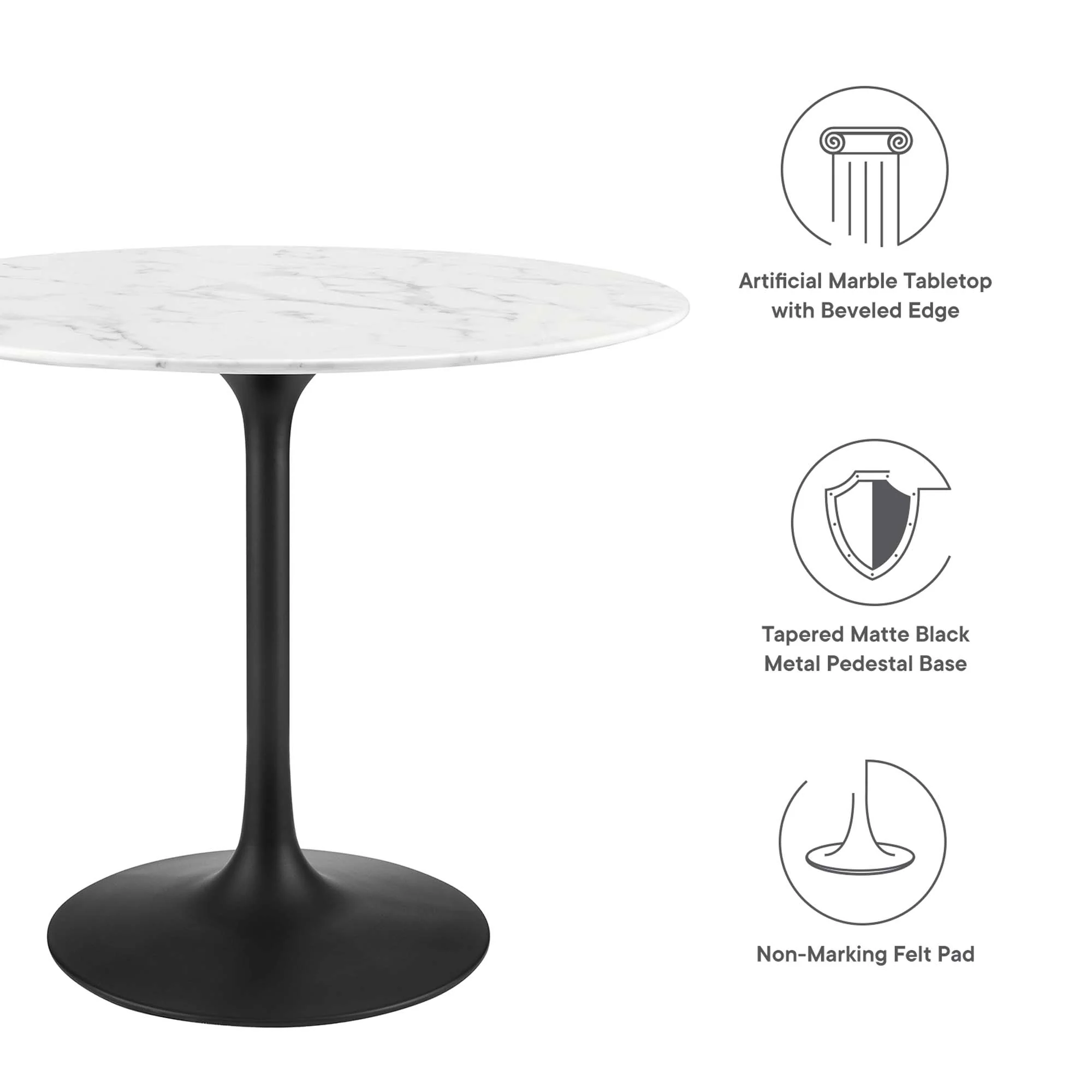 Lippa 36" Round Faux Marble Dining Table by Modway - Image 2