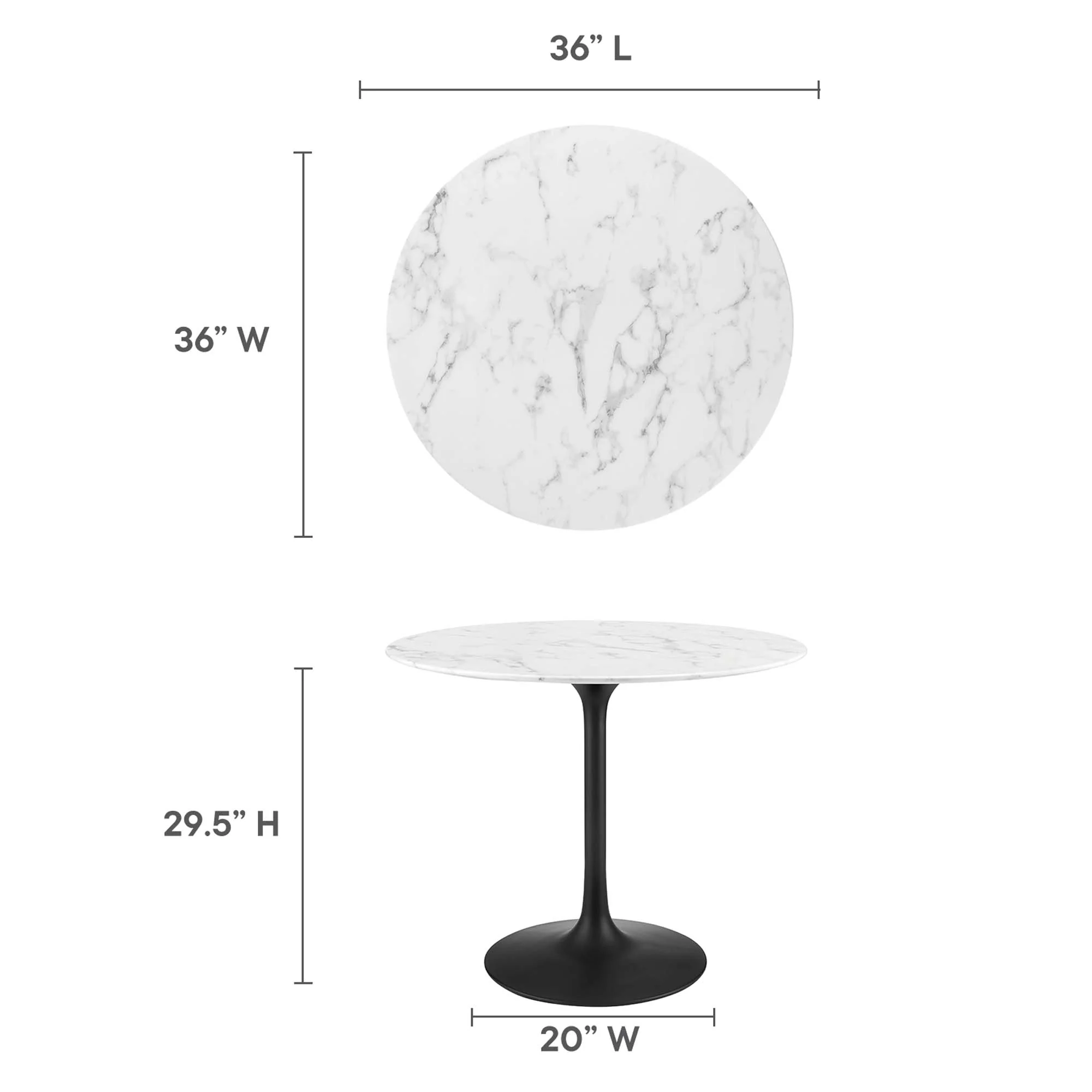 Lippa 36" Round Faux Marble Dining Table by Modway - Image 3