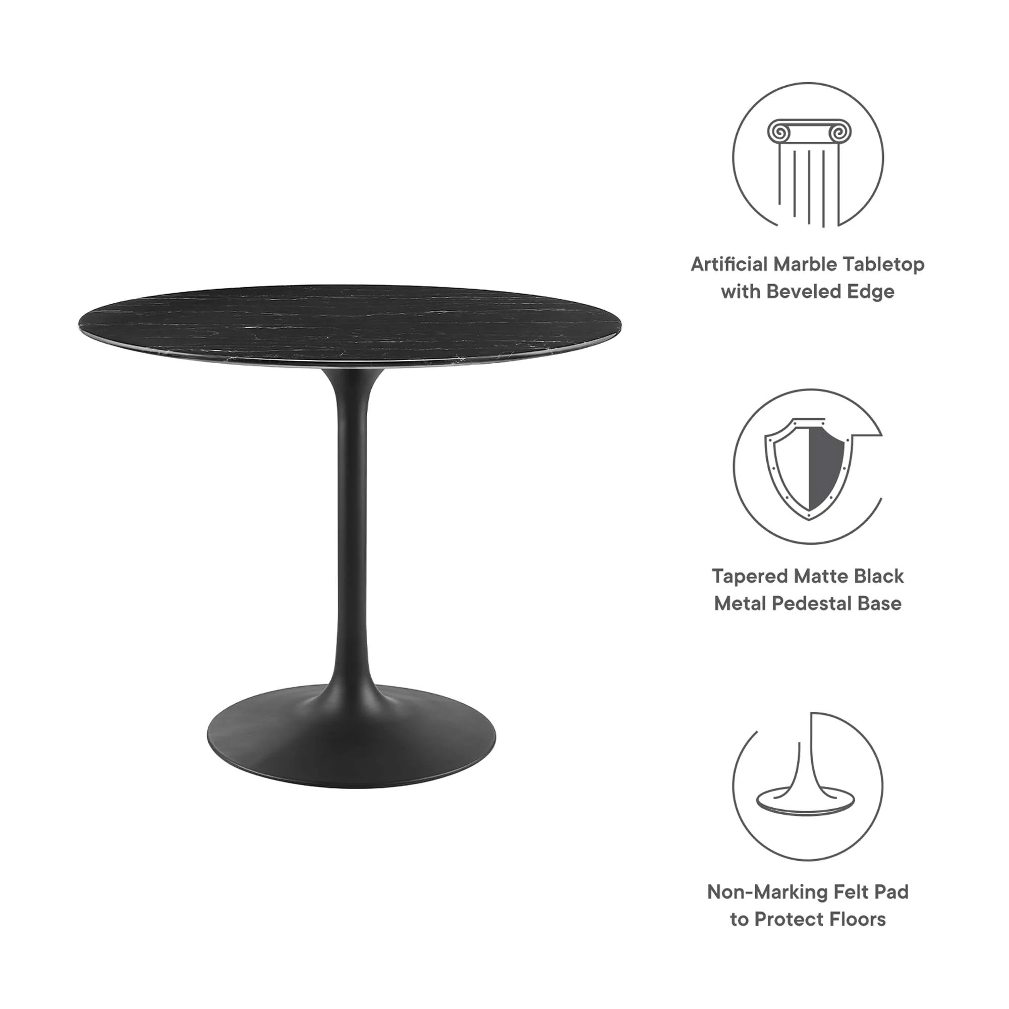 Lippa 36" Round Faux Marble Dining Table by Modway - Image 2