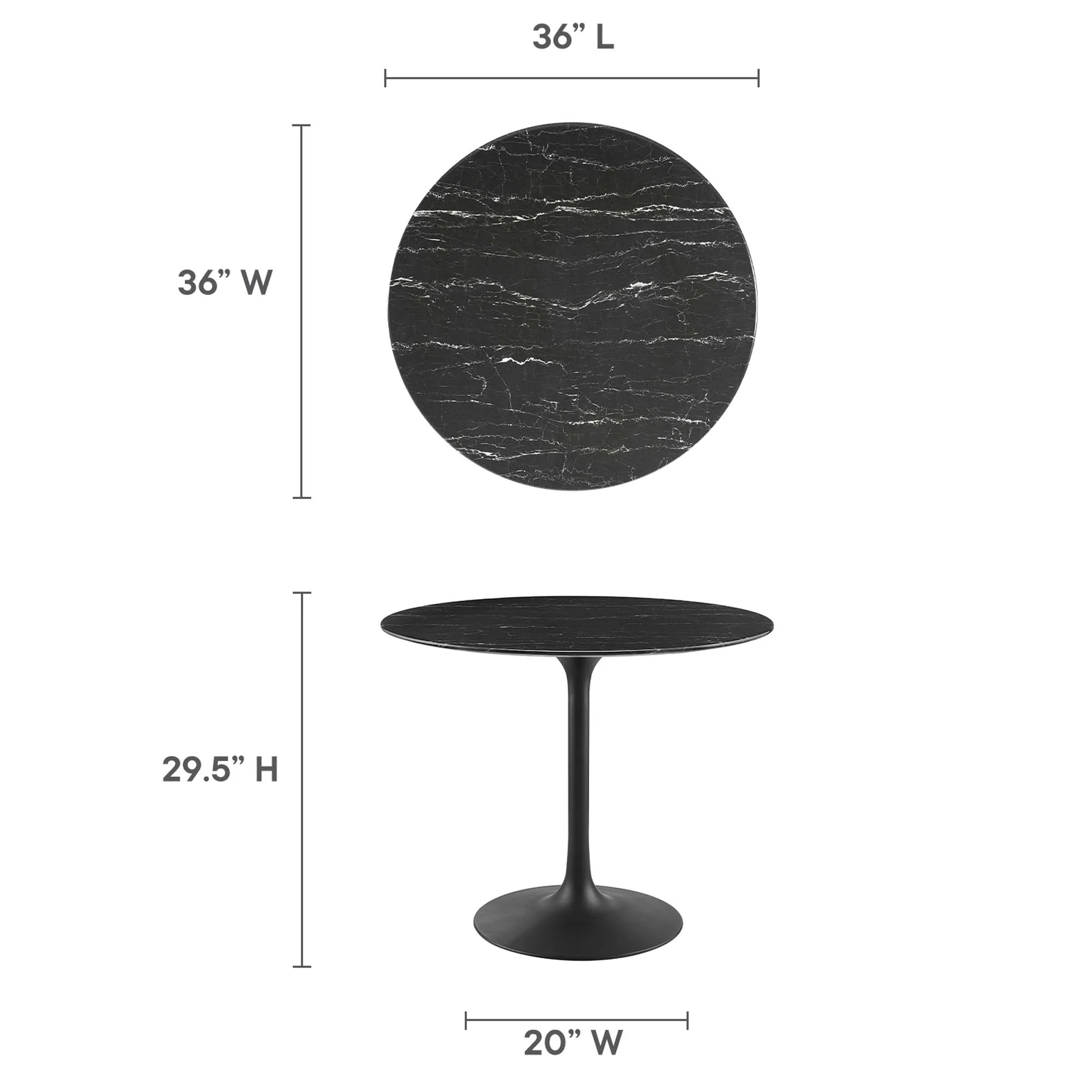 Lippa 36" Round Faux Marble Dining Table by Modway - Image 3