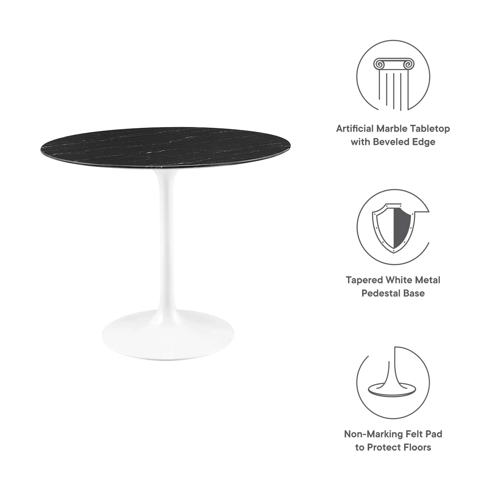 Lippa 36" Round Faux Marble Dining Table by Modway - Image 2